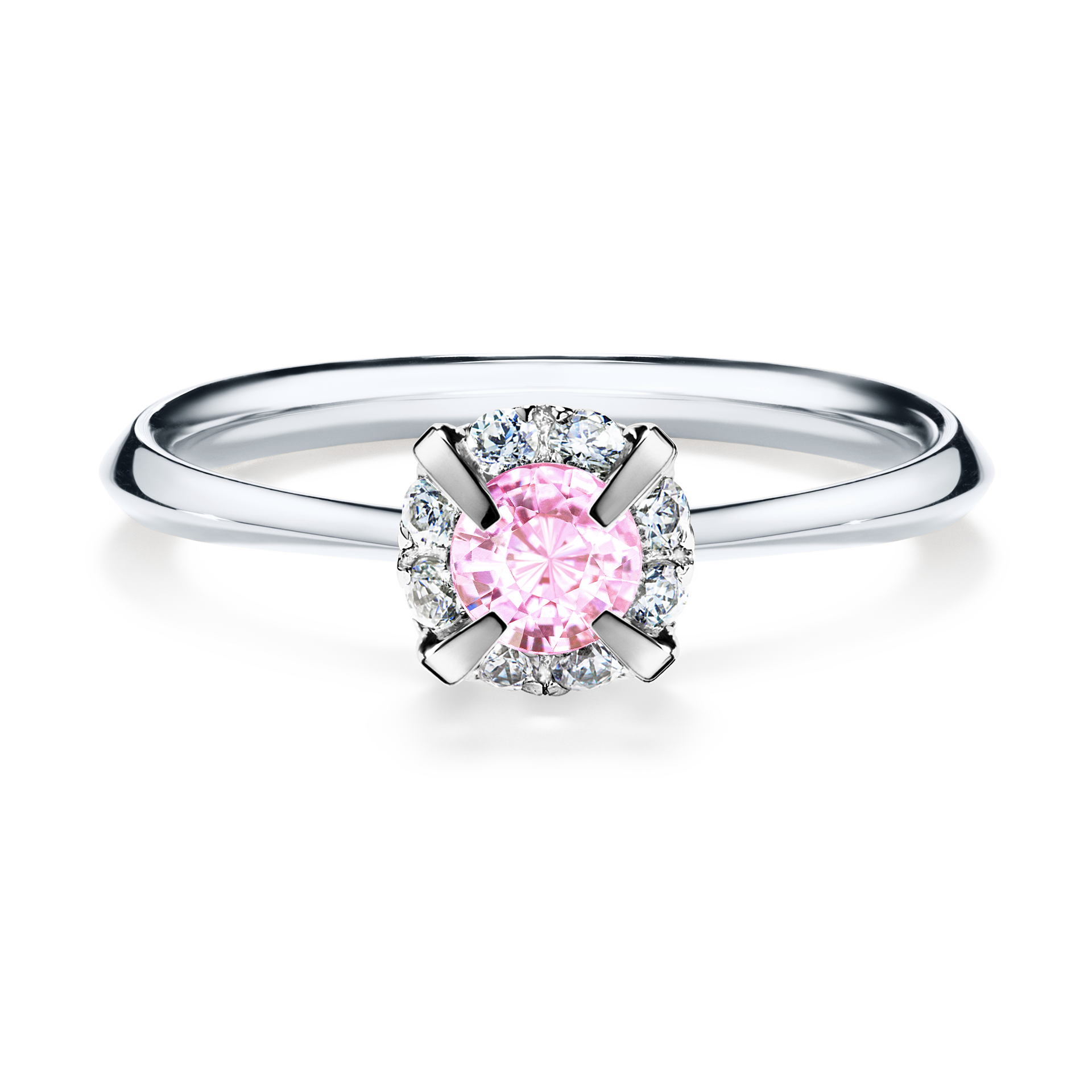 Pierścionek zaręczynowy My Beauty z białego złota z szafirem różowym 0,33CT