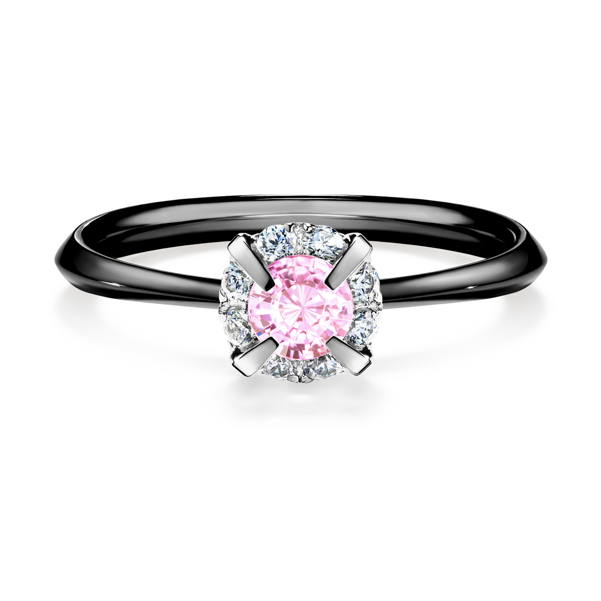 Pierścionek zaręczynowy My Beauty z czarnego złota z szafirem różowym 0,33CT
