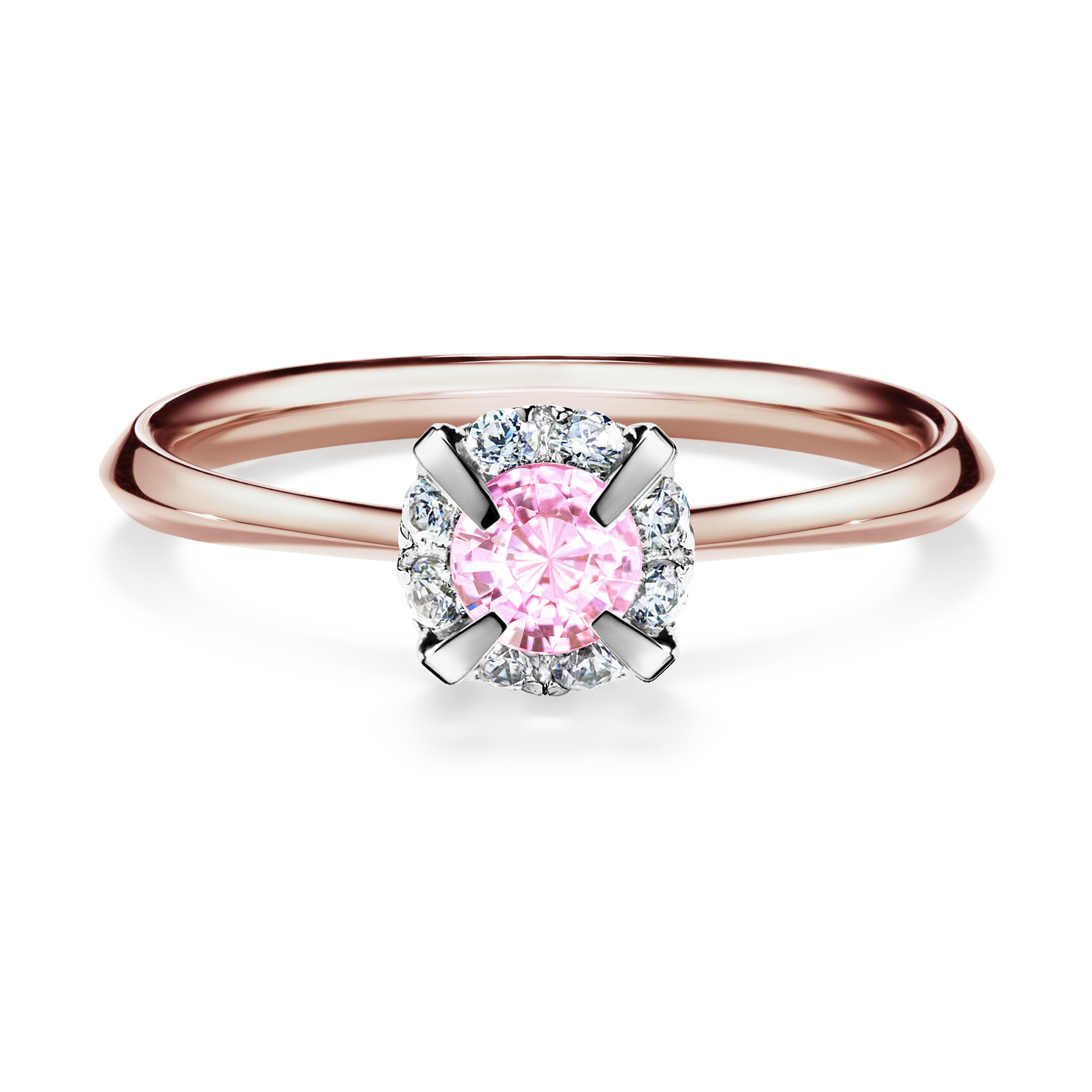 Pierścionek zaręczynowy My Beauty z różowego złota z szafirem różowym 0,33CT