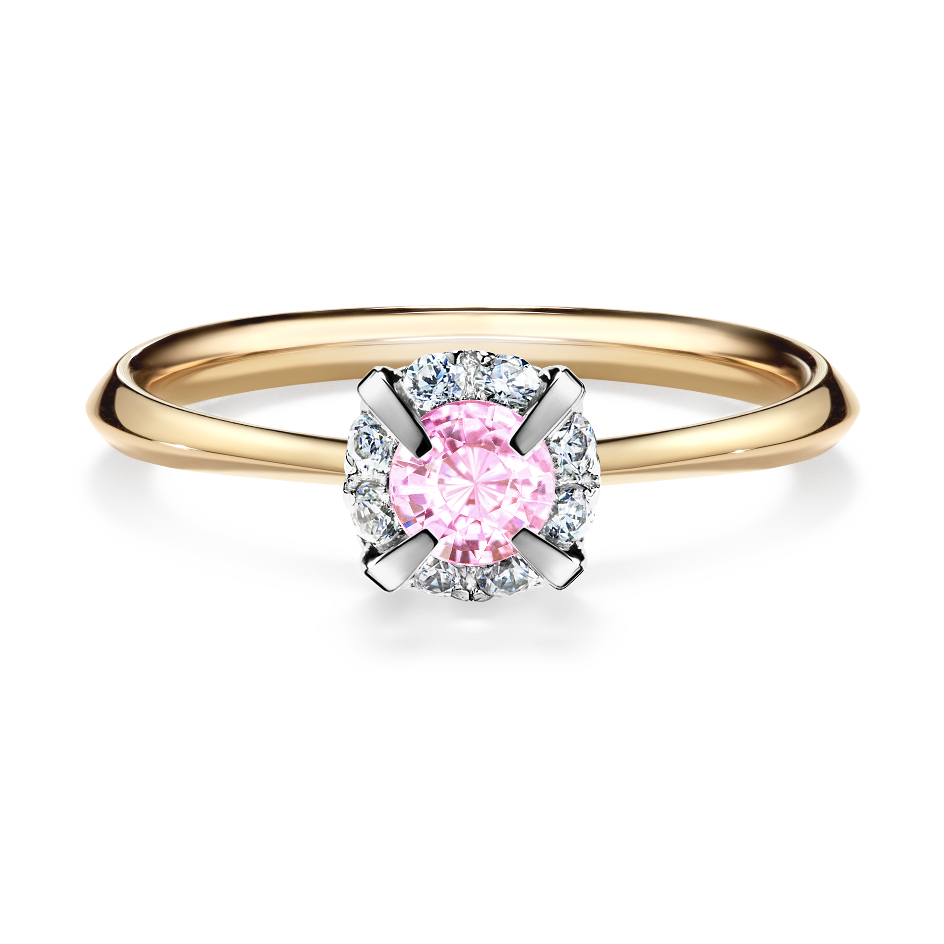 Pierścionek zaręczynowy My Beauty z żółtego złota z szafirem różowym 0,33CT