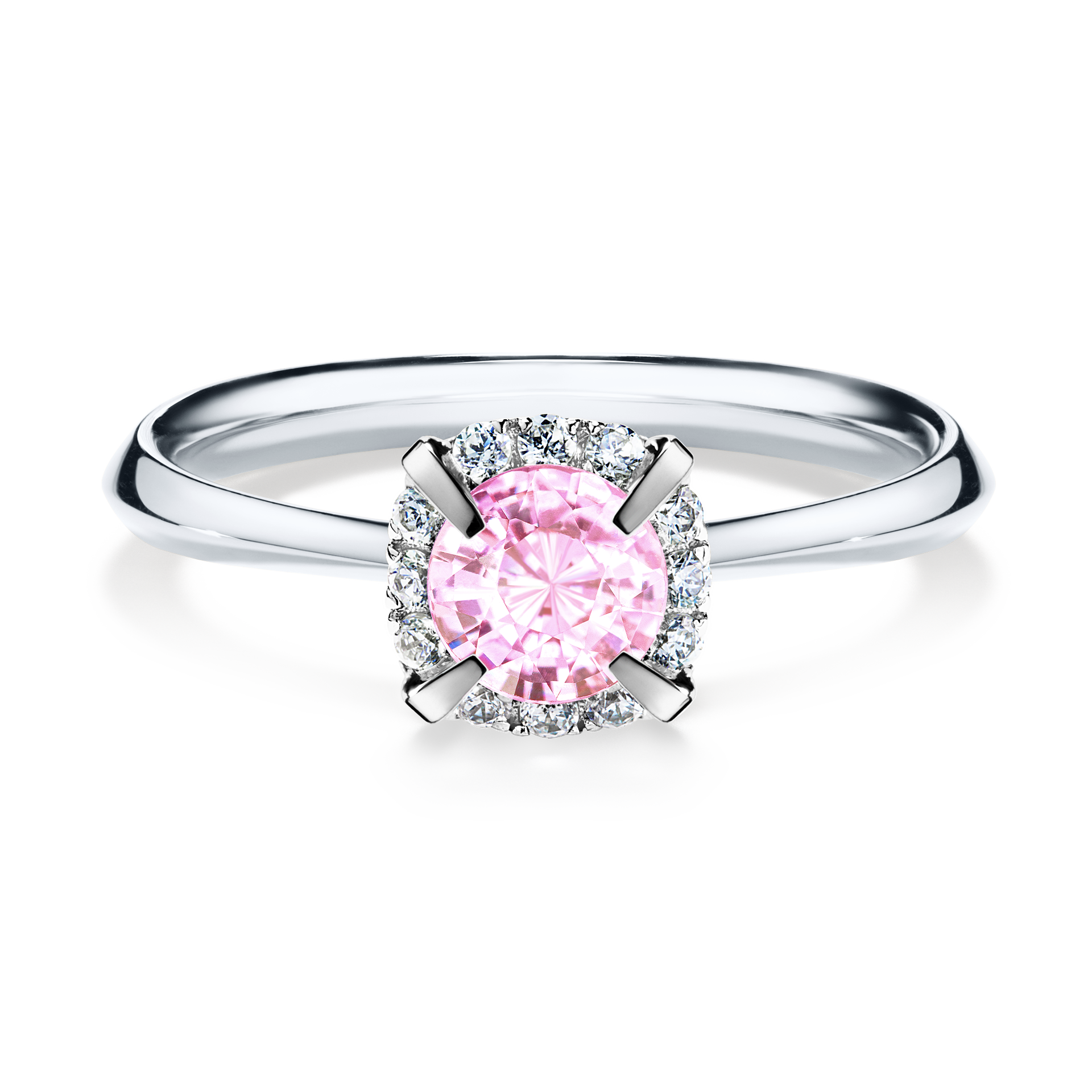 Pierścionek zaręczynowy My Beauty z białego złota z szafirem różowym 0,62CT