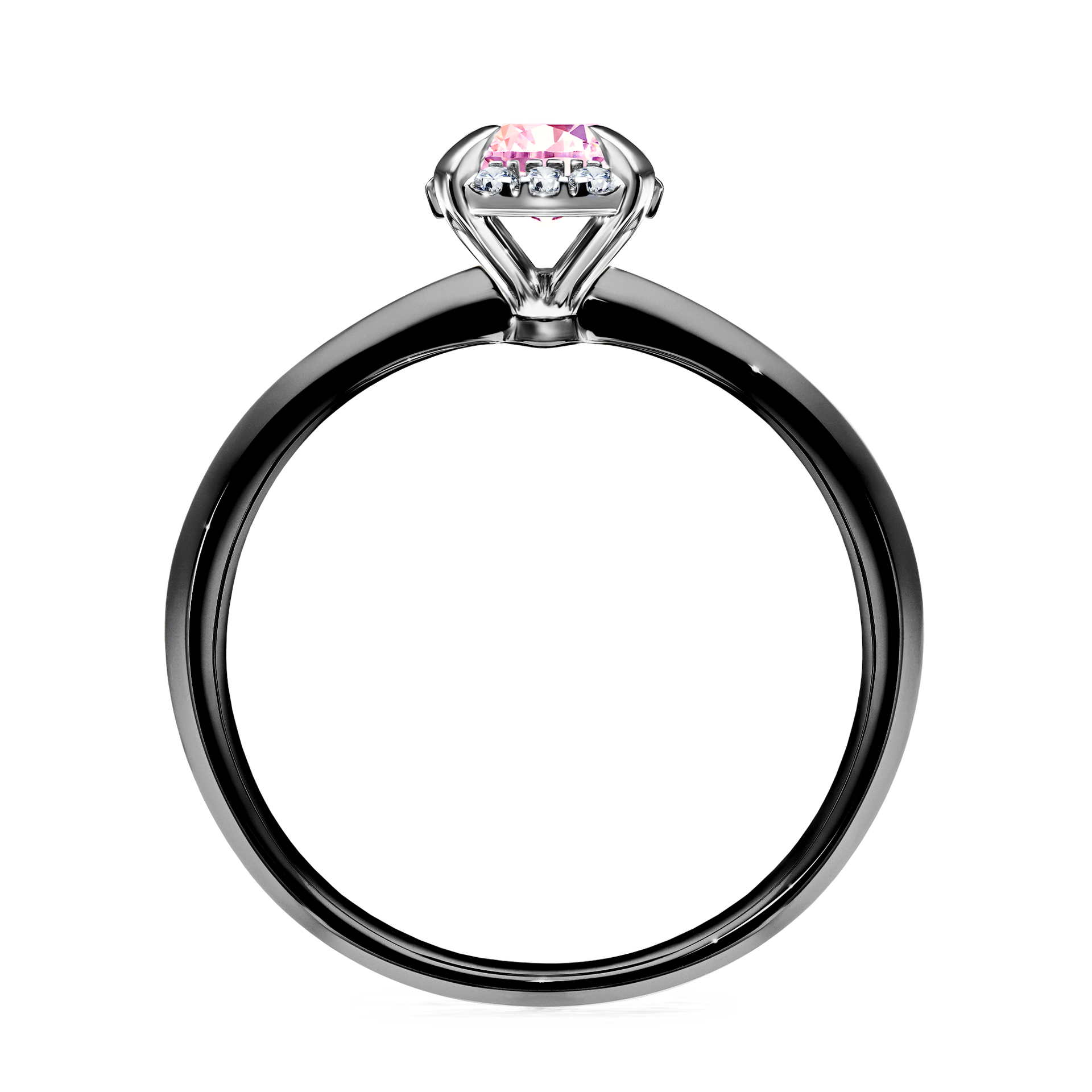 Pierścionek zaręczynowy My Beauty z czarnego złota z szafirem różowym 0,62CT