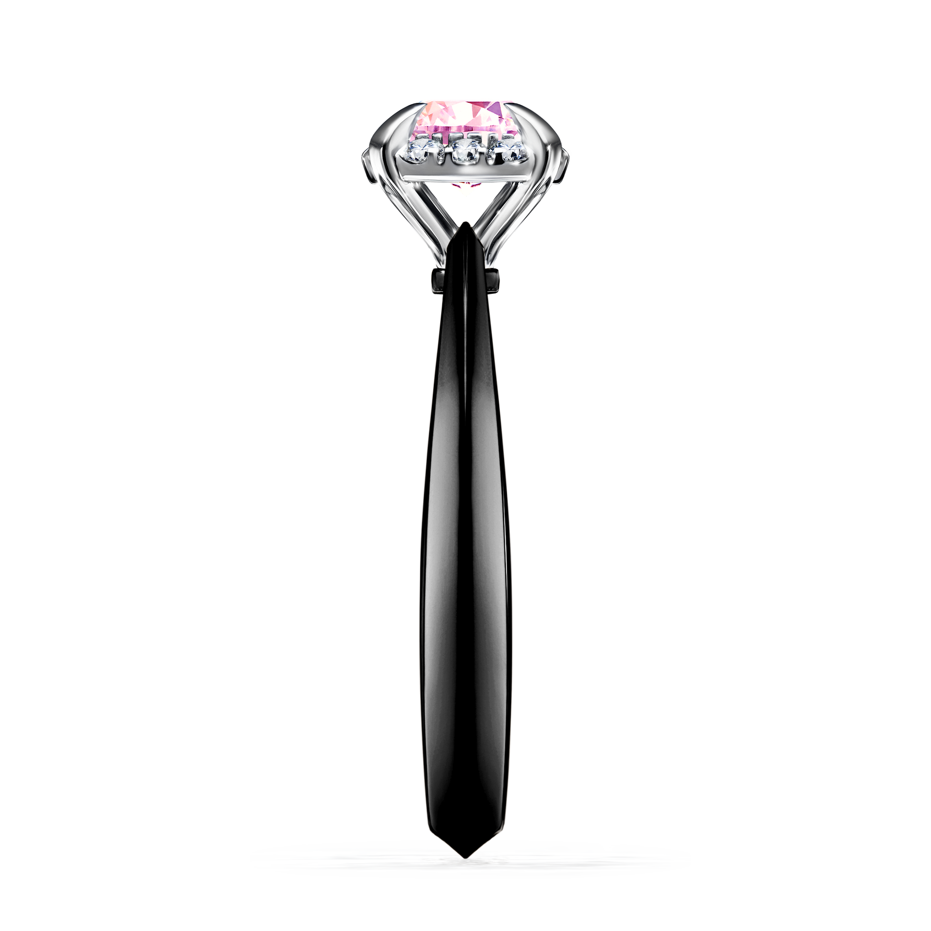 Pierścionek zaręczynowy My Beauty z czarnego złota z szafirem różowym 0,62CT