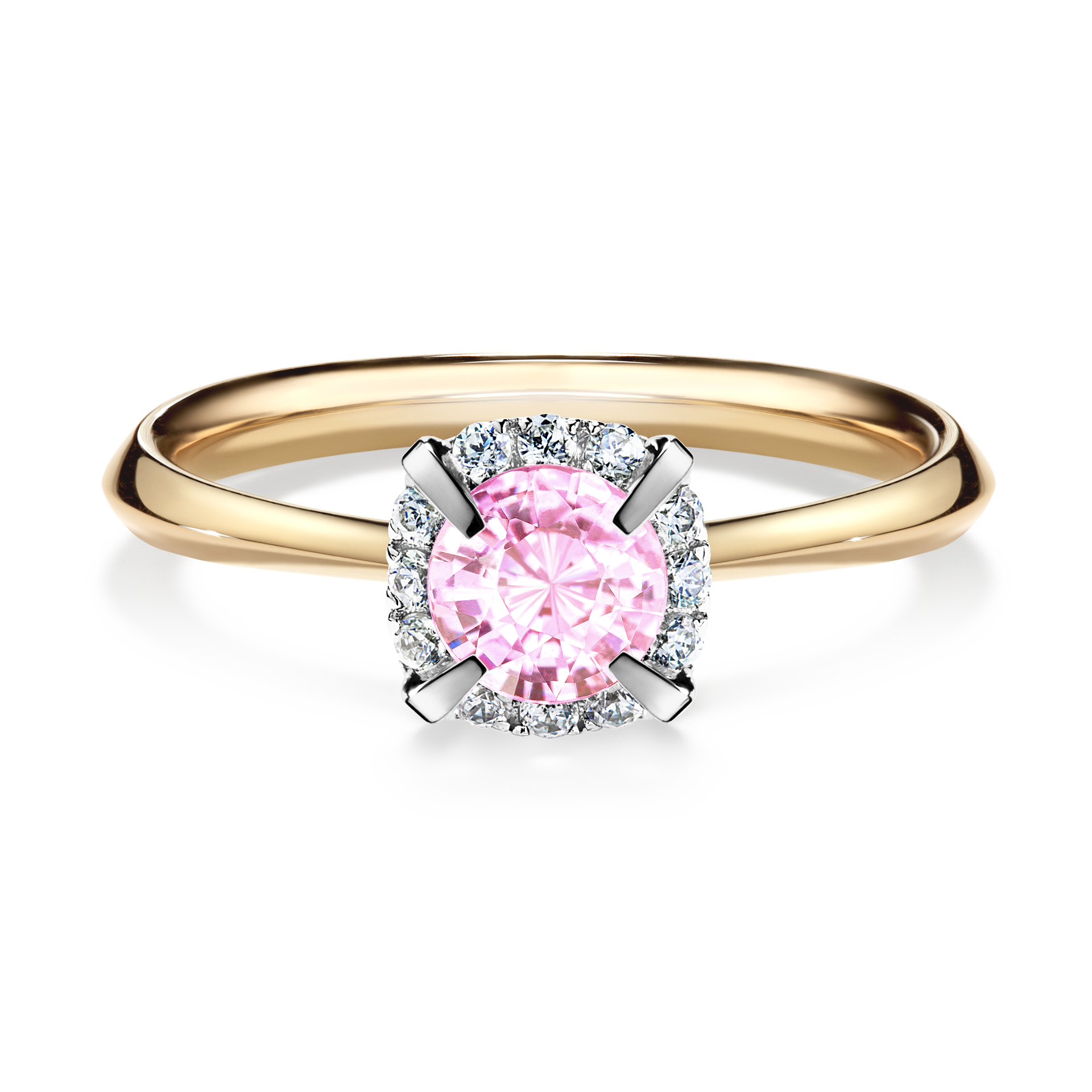 Pierścionek zaręczynowy My Beauty z żółtego złota z szafirem różowym 0,62CT
