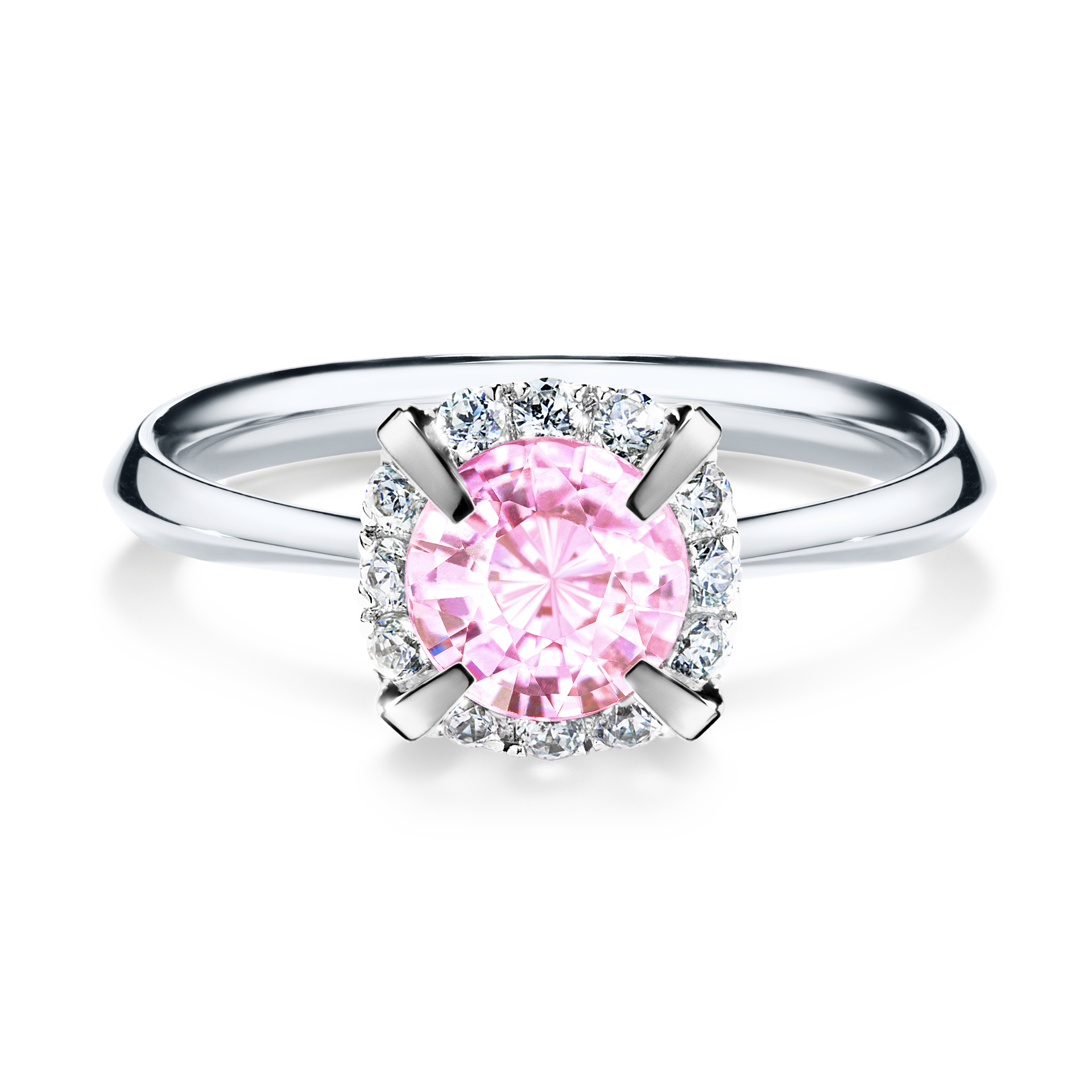 Pierścionek zaręczynowy My Beauty z białego złota z szafirem różowym 0,98CT