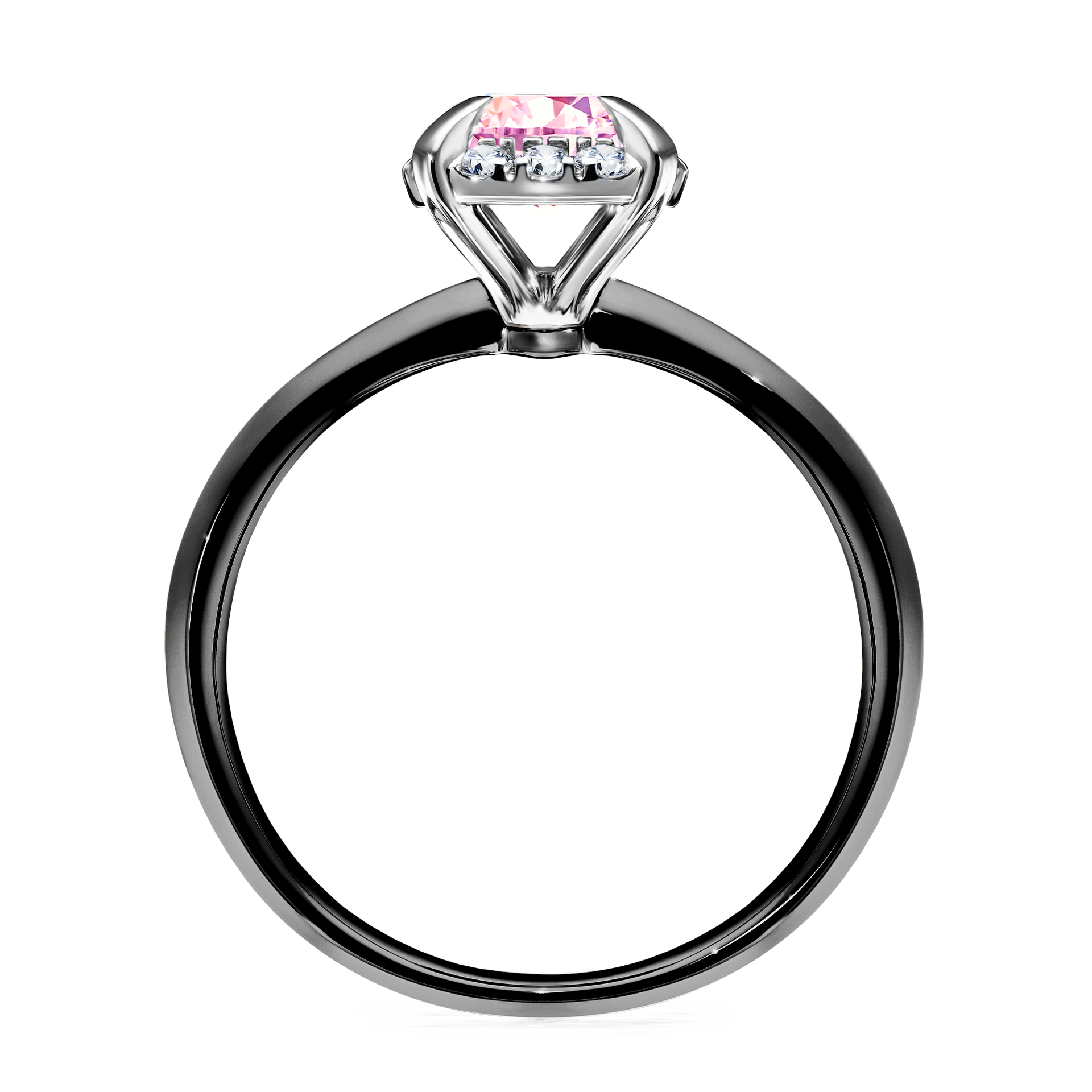 Pierścionek zaręczynowy My Beauty z czarnego złota z szafirem różowym 0,98CT
