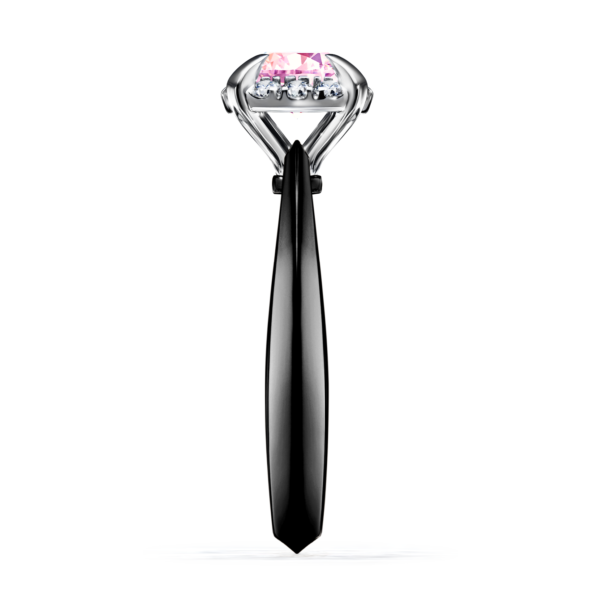 Pierścionek zaręczynowy My Beauty z czarnego złota z szafirem różowym 0,98CT