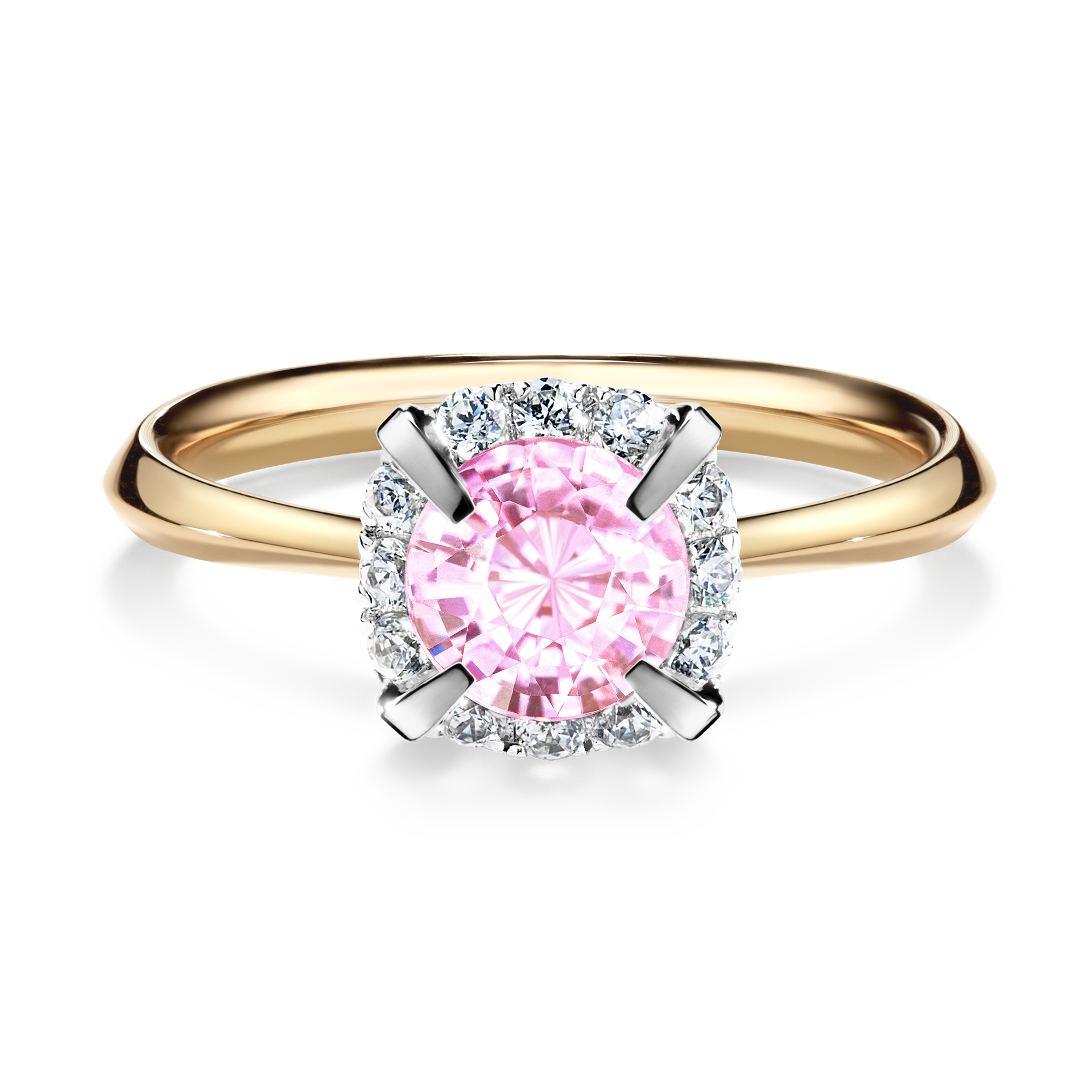 Pierścionek zaręczynowy My Beauty z żółtego złota z szafirem różowym 0,98CT