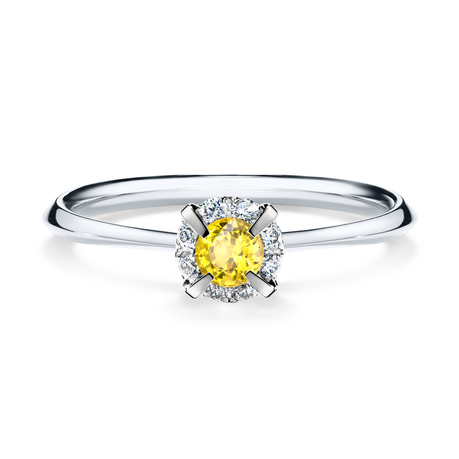 Pierścionek zaręczynowy My Beauty z białego złota z szafirem żółtym 0,14CT