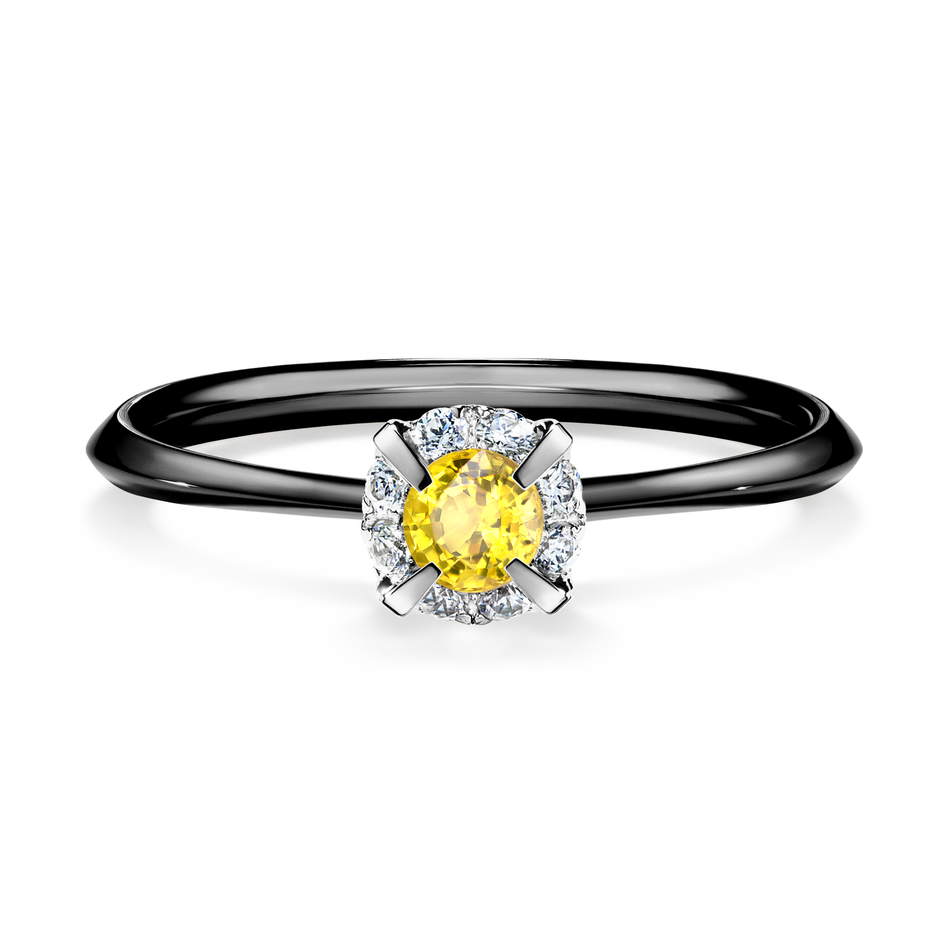 Pierścionek zaręczynowy My Beauty z czarnego złota z szafirem żółtym 0,14CT
