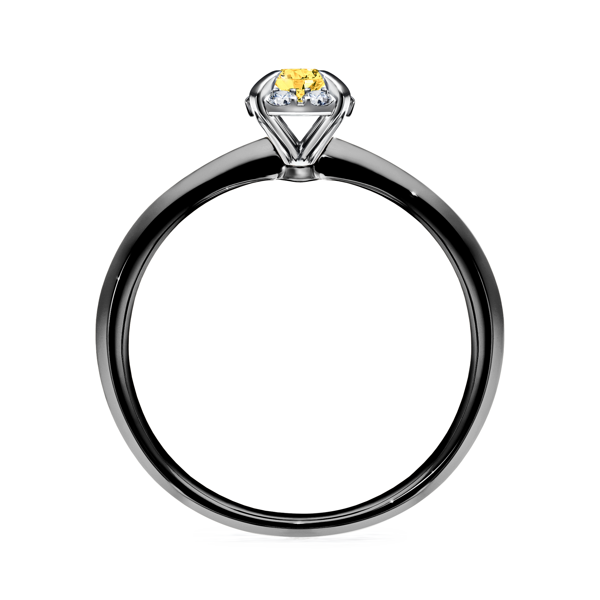 Pierścionek zaręczynowy My Beauty z czarnego złota z szafirem żółtym 0,14CT