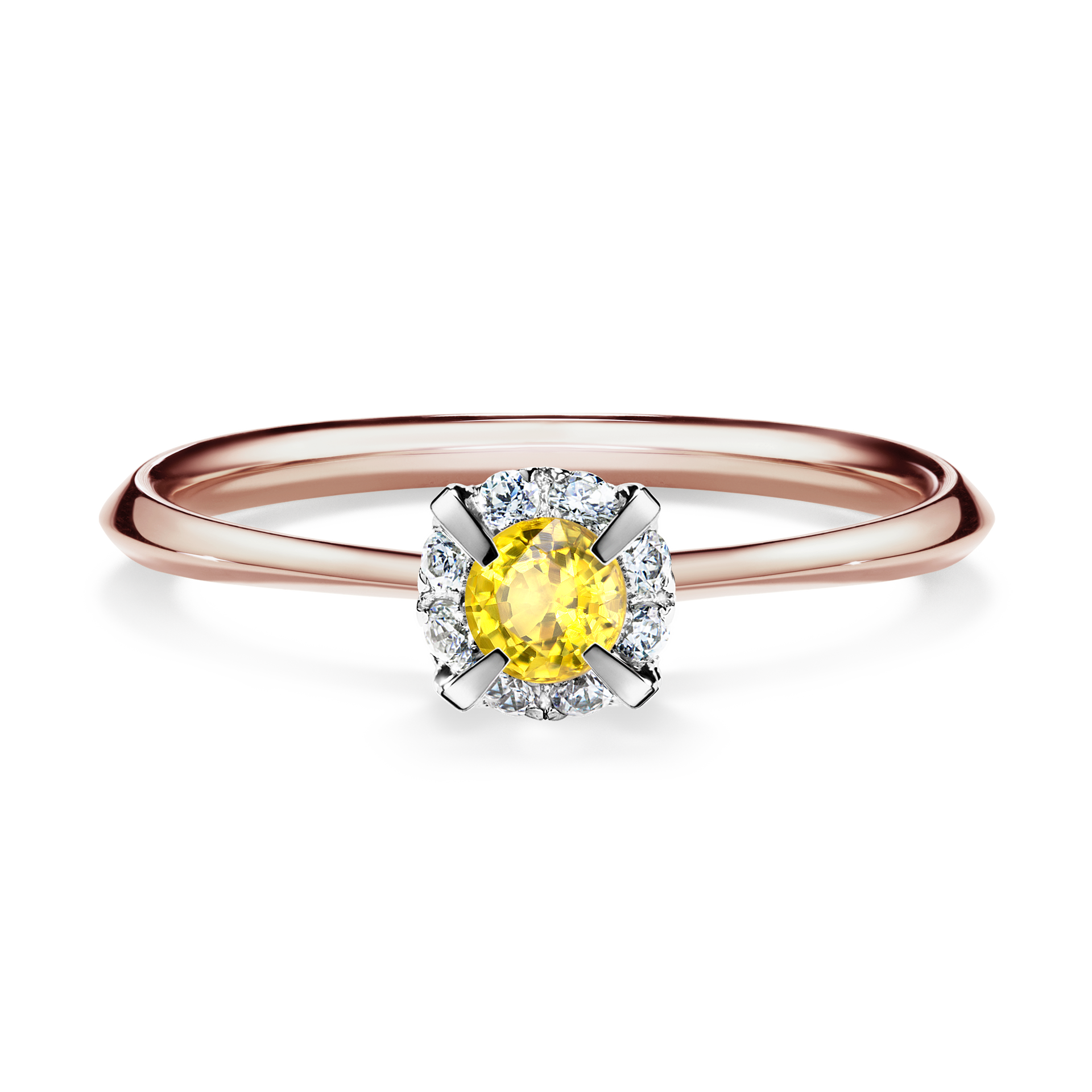 Pierścionek zaręczynowy My Beauty z różowego złota z szafirem żółtym 0,14CT
