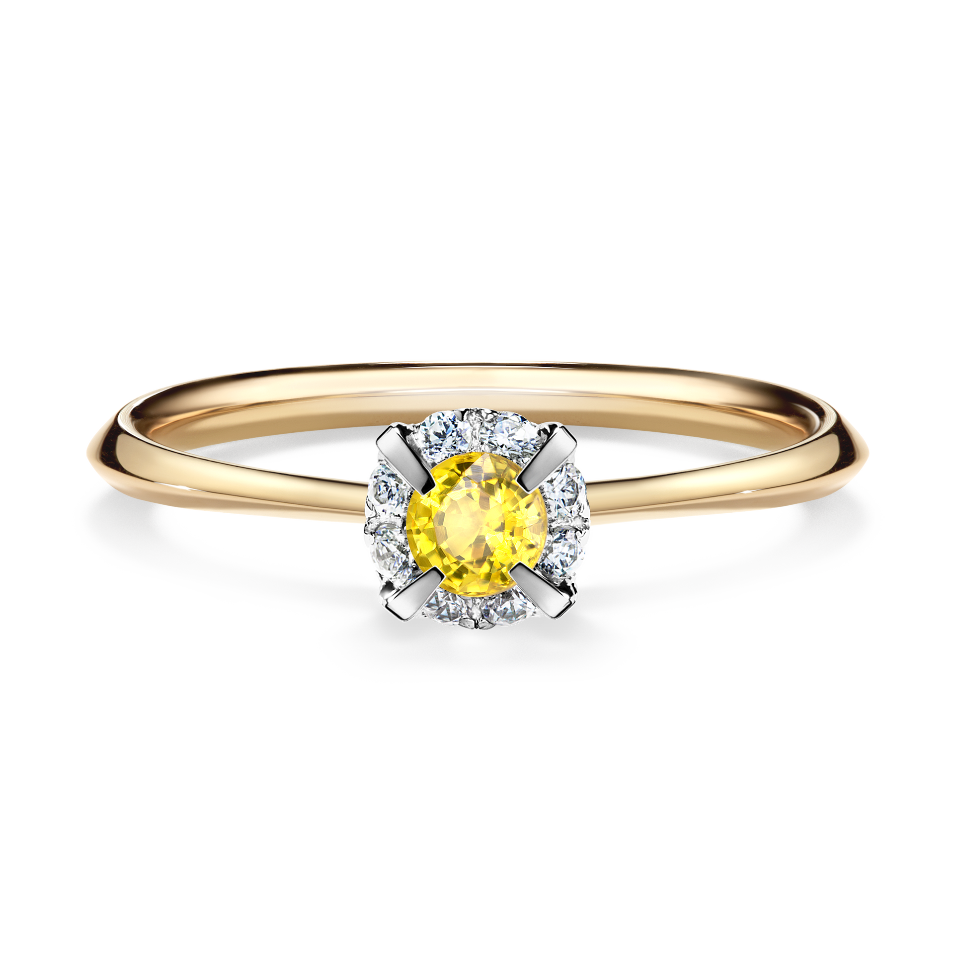 Pierścionek zaręczynowy My Beauty z żółtego złota z szafirem żółtym 0,14CT