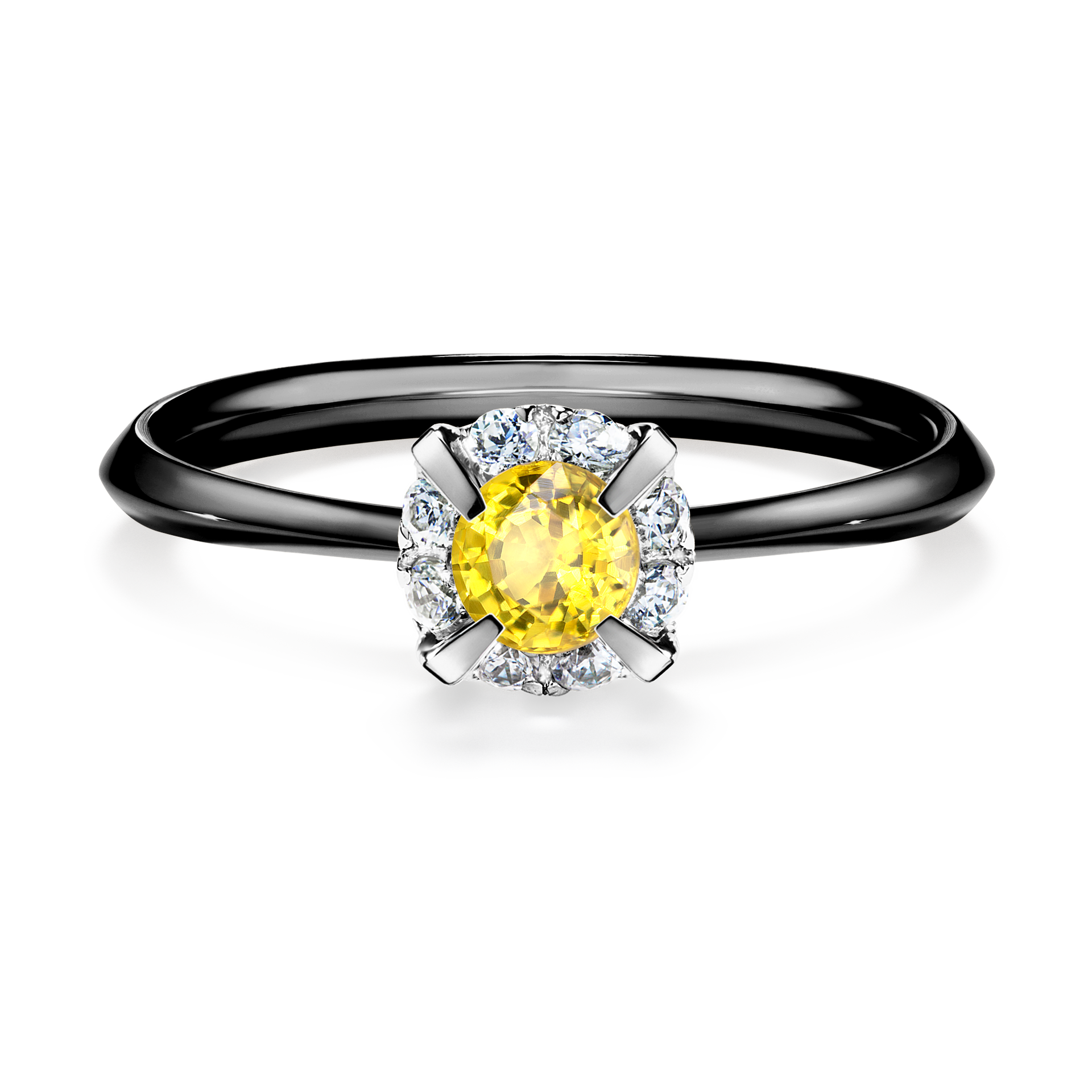 Pierścionek zaręczynowy My Beauty z czarnego złota z szafirem żółtym 0,33CT