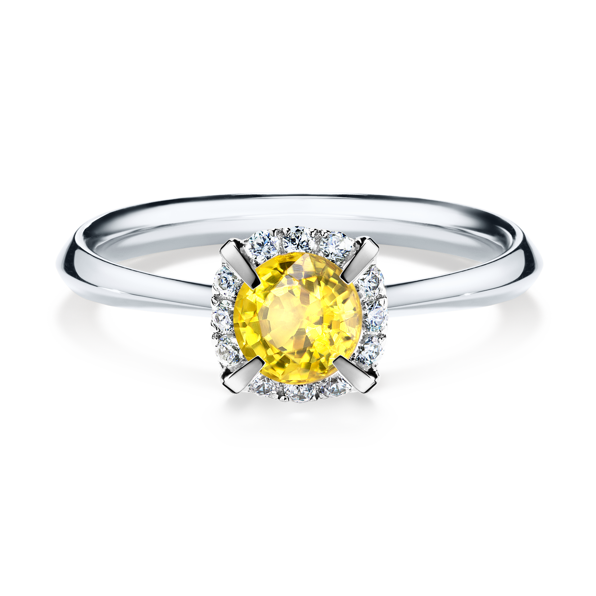 Pierścionek zaręczynowy My Beauty z białego złota z szafirem żółtym 0,62CT