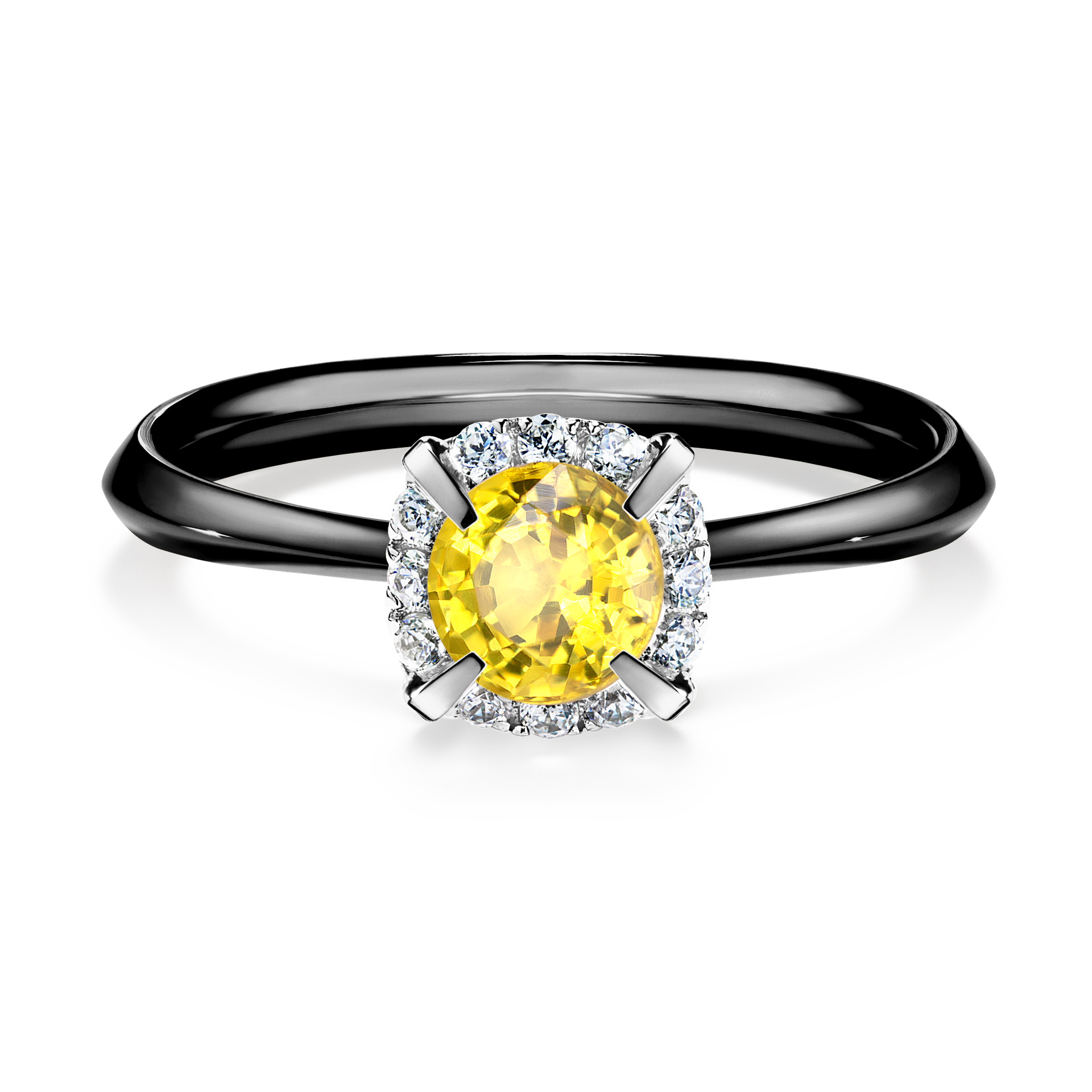 Pierścionek zaręczynowy My Beauty z czarnego złota z szafirem żółtym 0,62CT