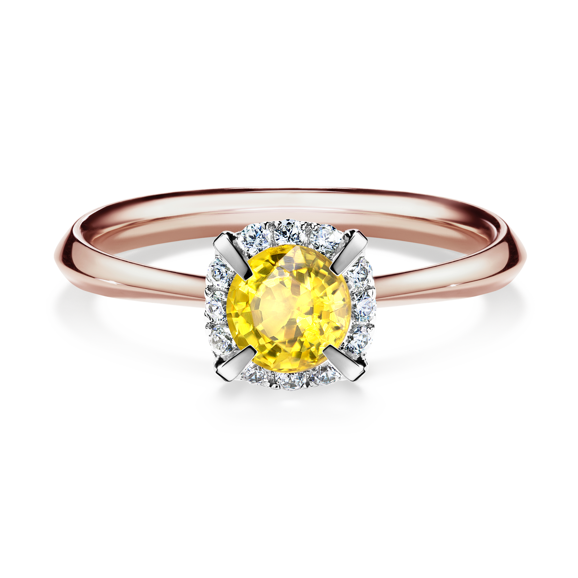 Pierścionek zaręczynowy My Beauty z różowego złota z szafirem żółtym 0,62CT