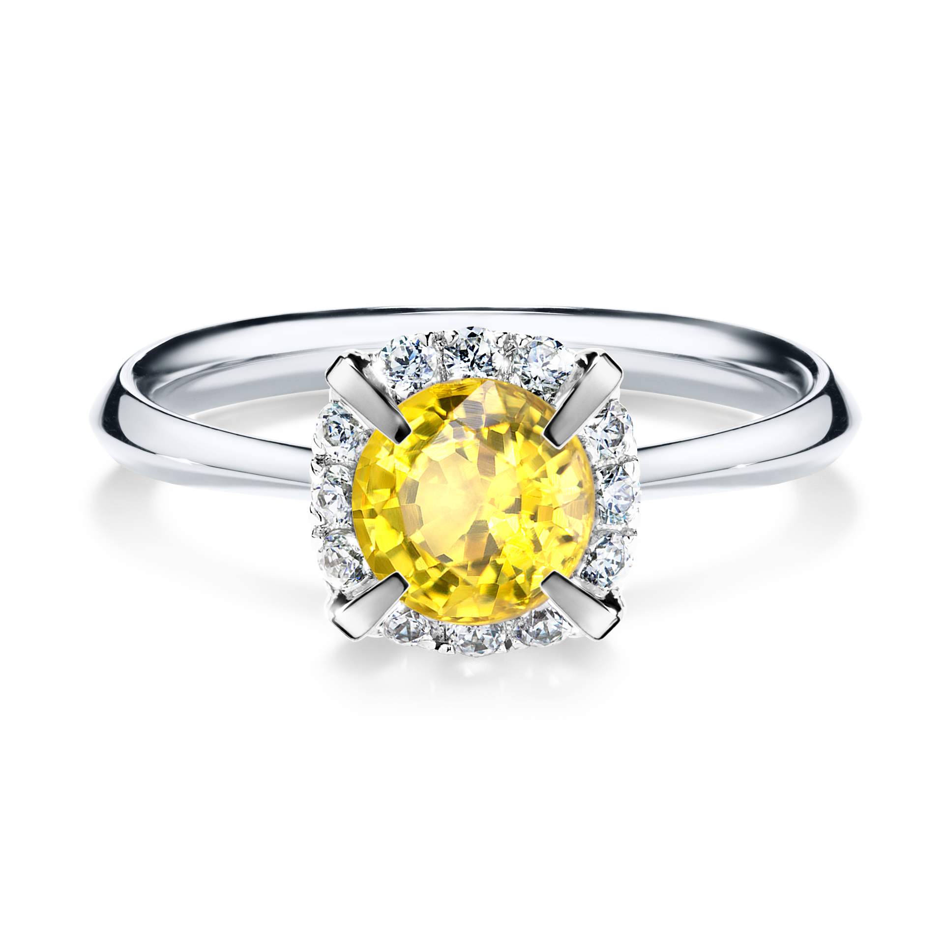 Pierścionek zaręczynowy My Beauty z białego złota z szafirem żółtym 0,98CT