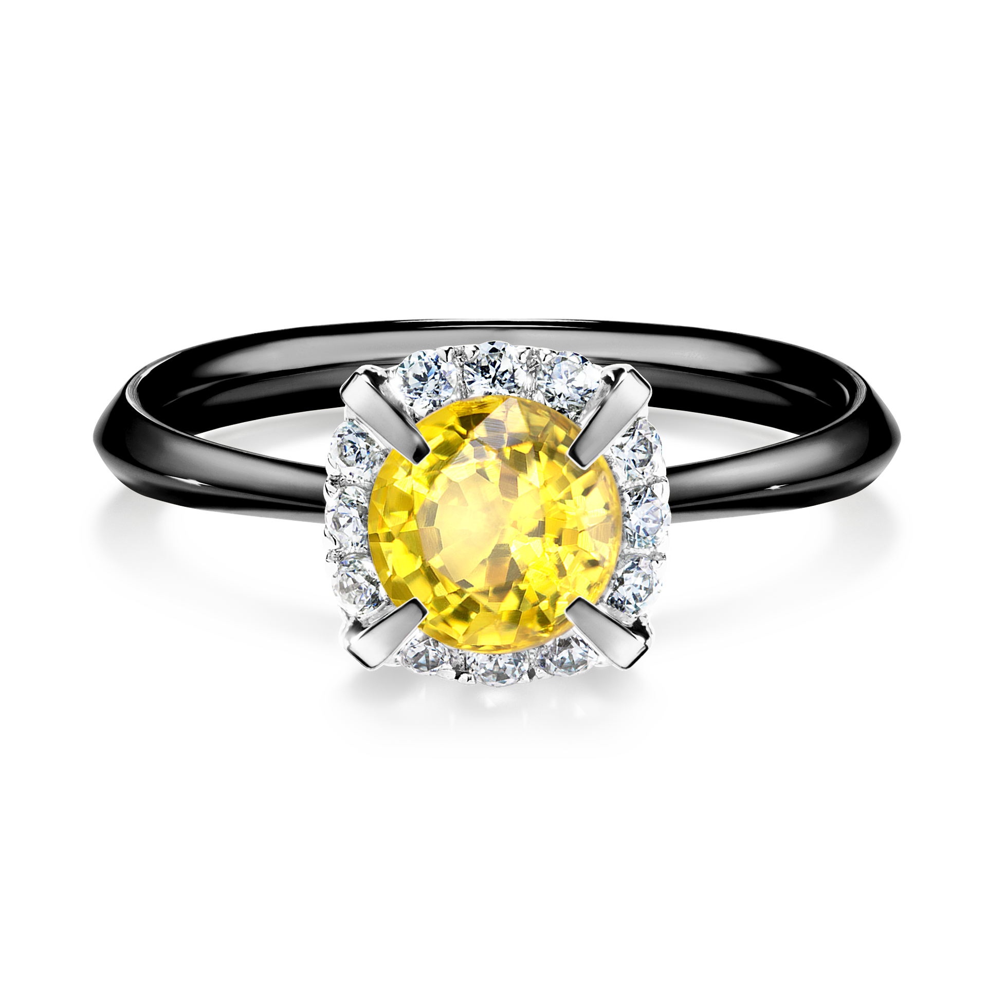 Pierścionek zaręczynowy My Beauty z czarnego złota z szafirem żółtym 0,98CT
