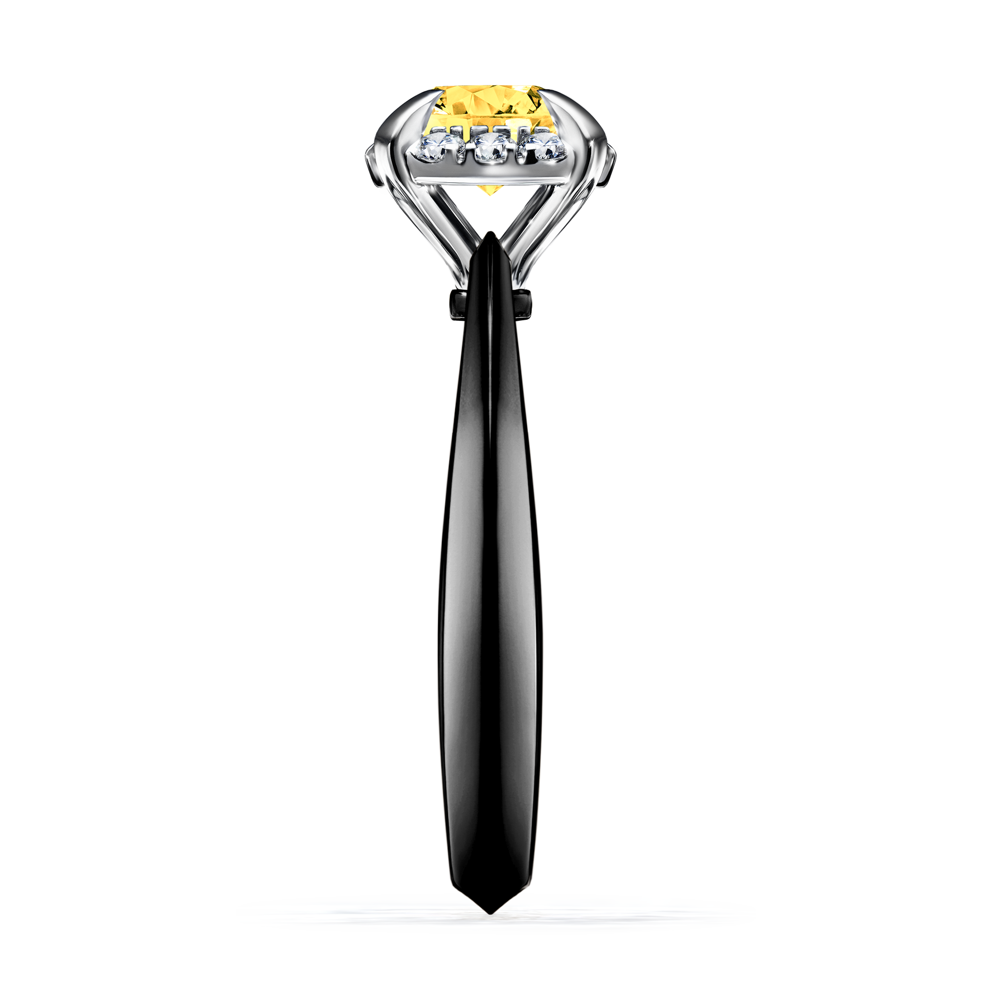 Pierścionek zaręczynowy My Beauty z czarnego złota z szafirem żółtym 0,98CT