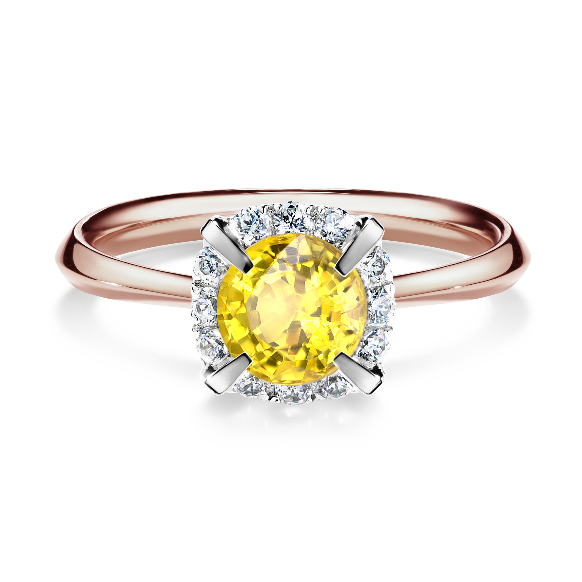Pierścionek zaręczynowy My Beauty z różowego złota z szafirem żółtym 0,98CT
