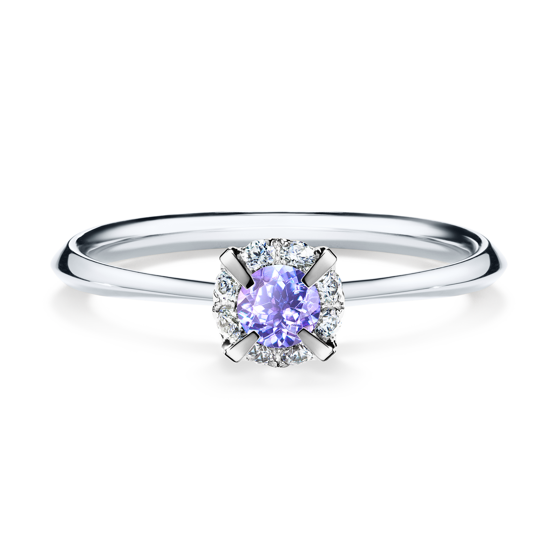 Pierścionek zaręczynowy My Beauty z białego złota z tanzanitem 0,14CT