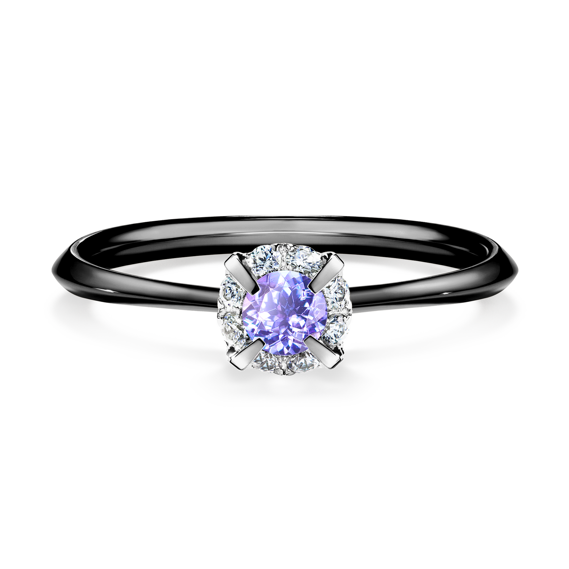Pierścionek zaręczynowy My Beauty z czarnego złota z tanzanitem 0,14CT