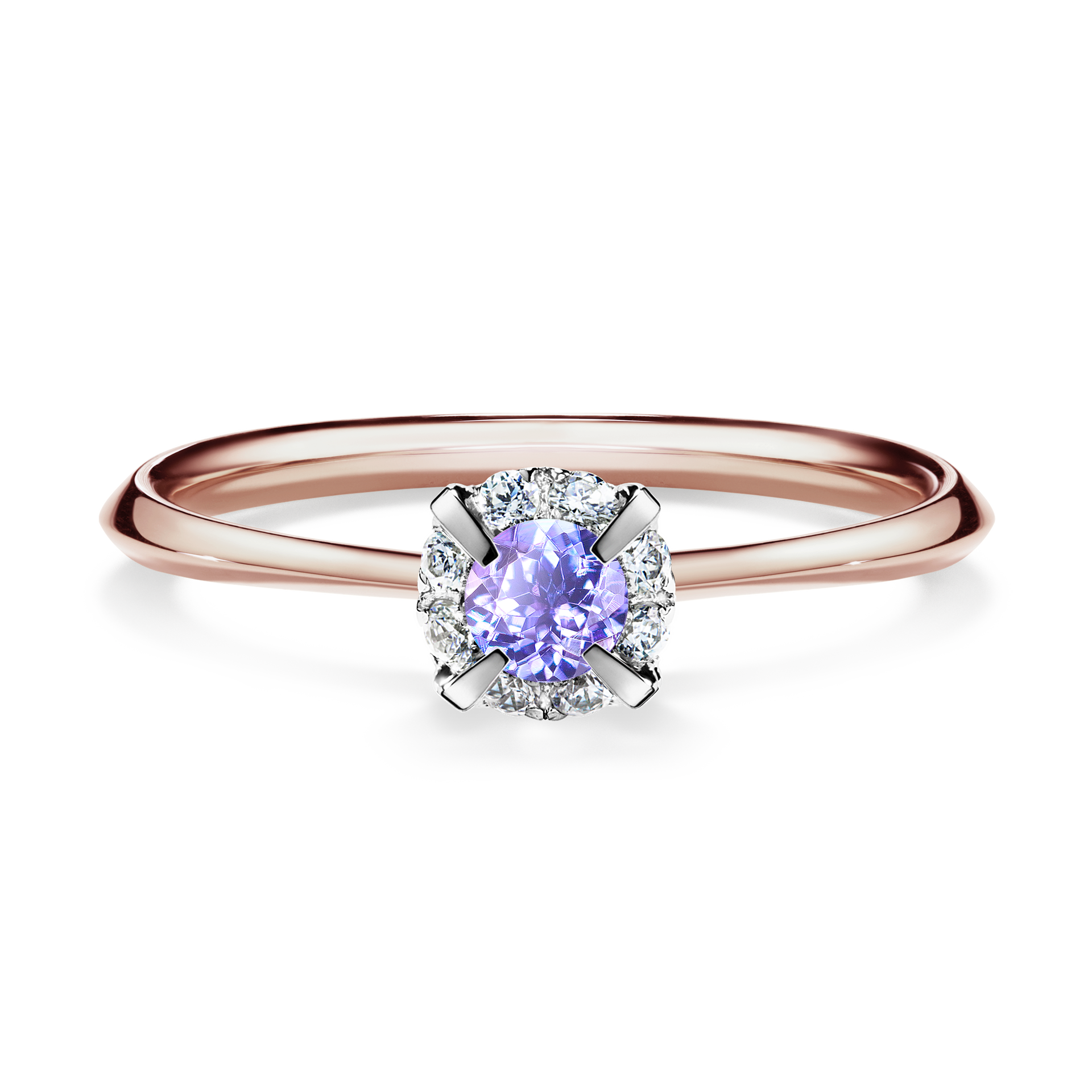 Pierścionek zaręczynowy My Beauty z różowego złota z tanzanitem 0,14CT