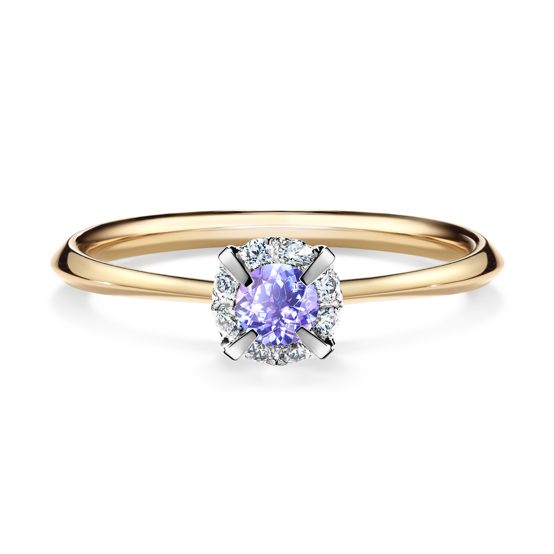 Pierścionek zaręczynowy My Beauty z żółtego złota z tanzanitem 0,14CT