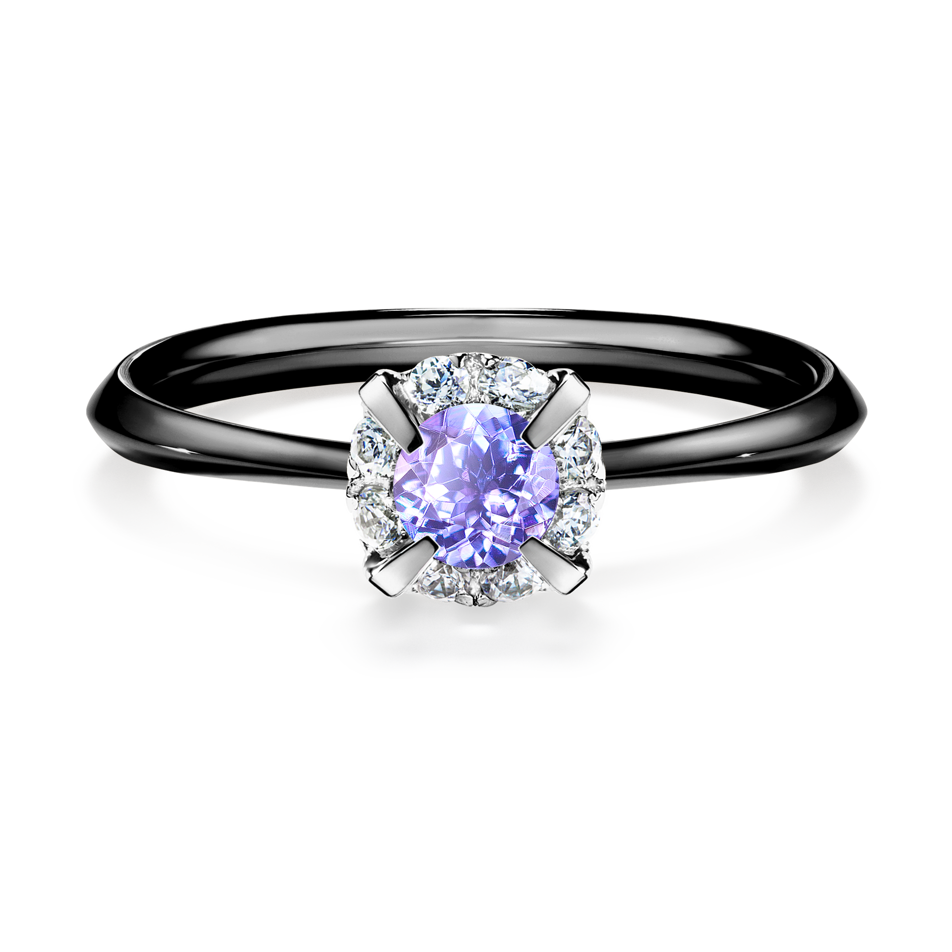 Pierścionek zaręczynowy My Beauty z czarnego złota z tanzanitem 0,33CT