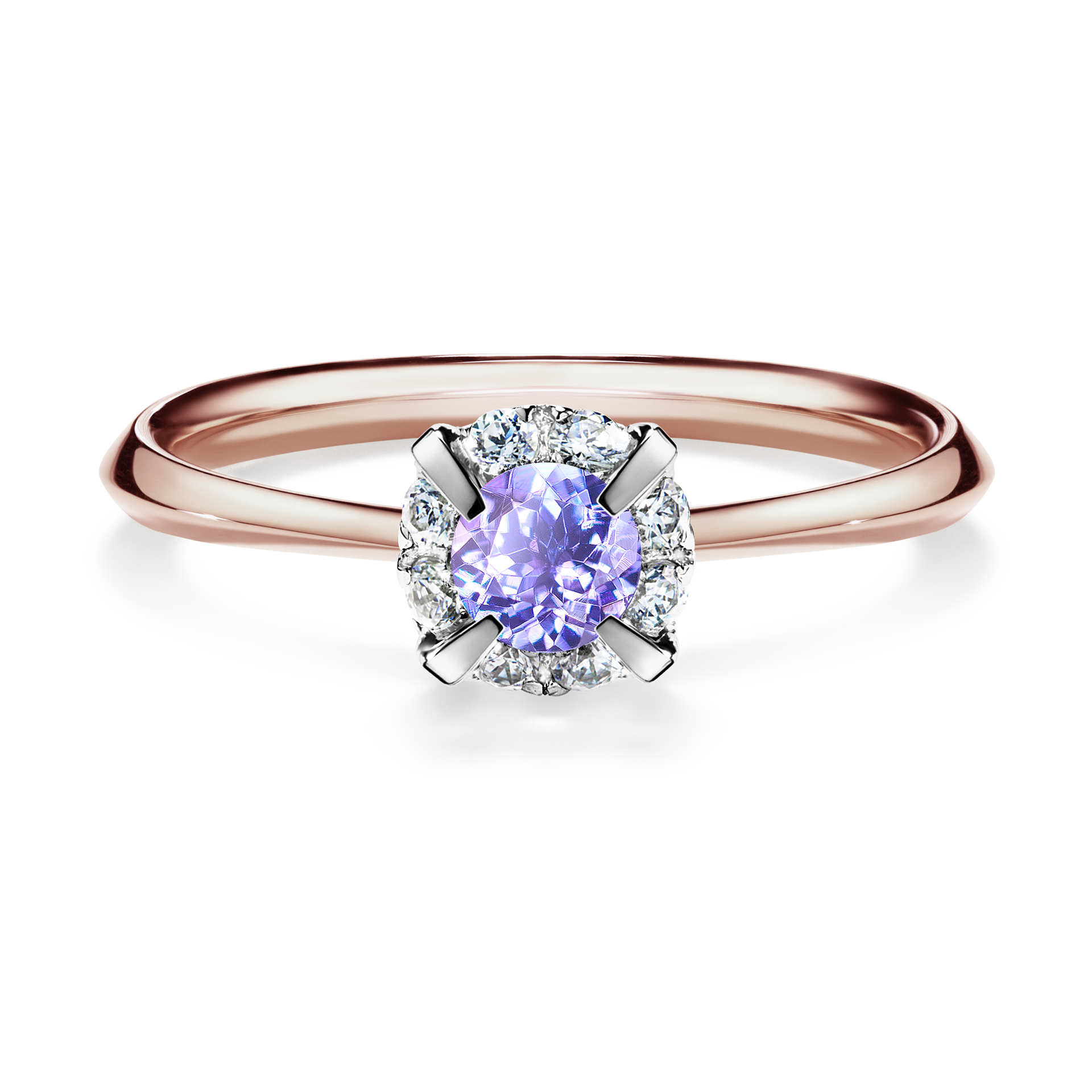 Pierścionek zaręczynowy My Beauty z różowego złota z tanzanitem 0,33CT