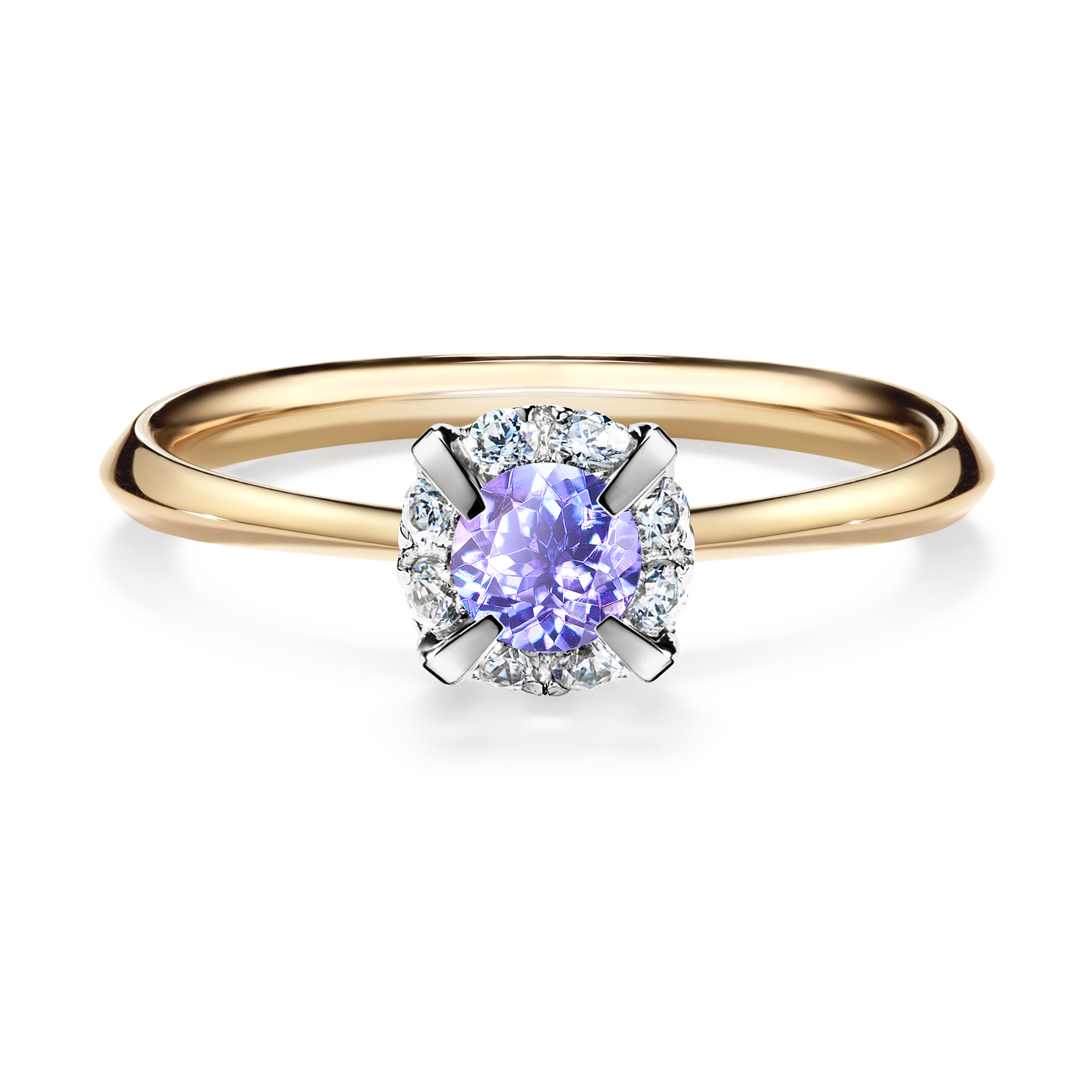 Pierścionek zaręczynowy My Beauty z żółtego złota z tanzanitem 0,33CT