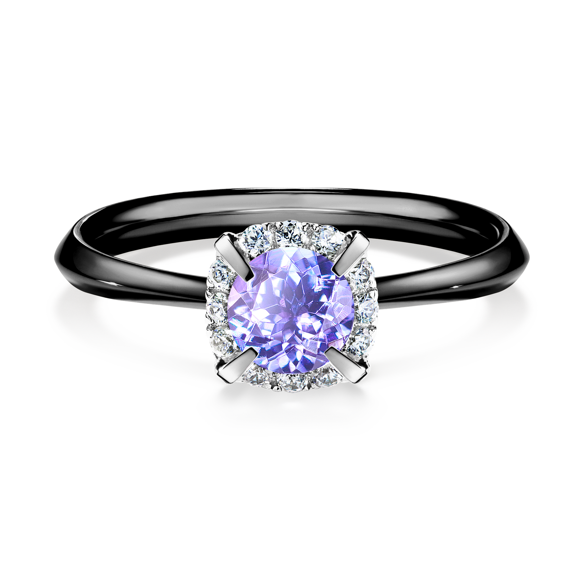 Pierścionek zaręczynowy My Beauty z czarnego złota z tanzanitem 0,62CT