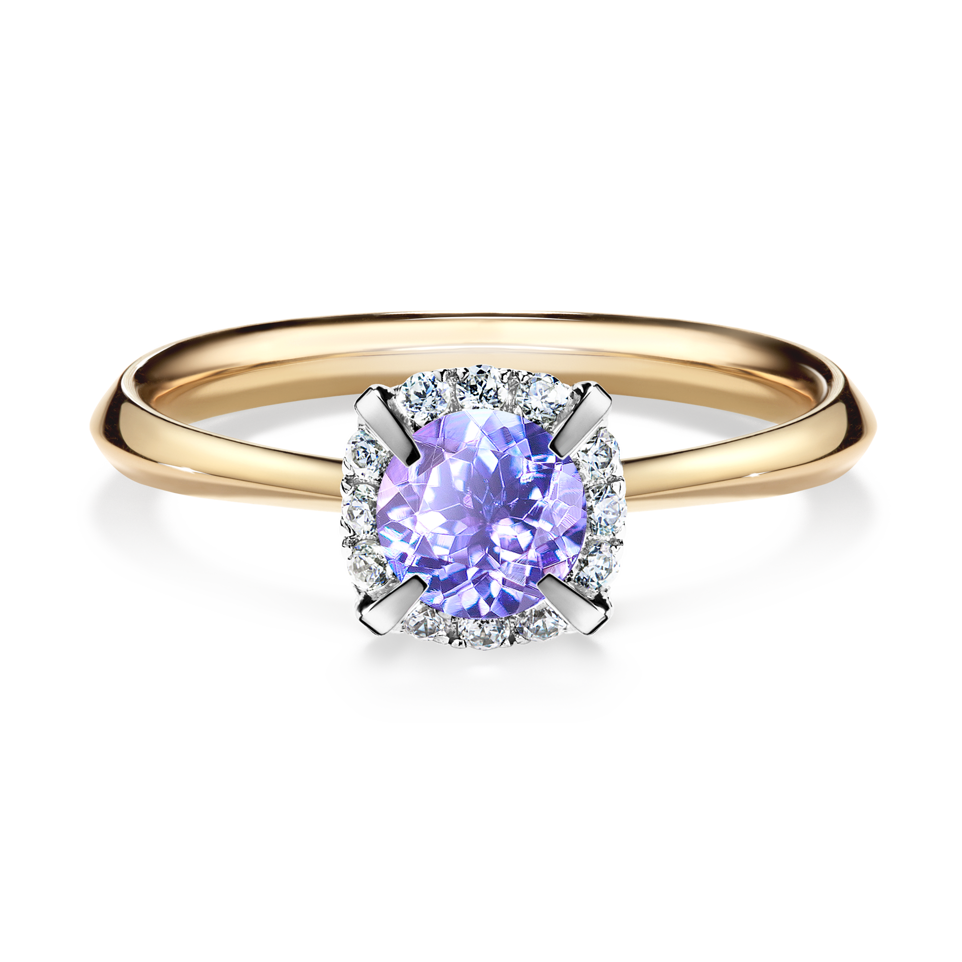 Pierścionek zaręczynowy My Beauty z żółtego złota z tanzanitem 0,62CT