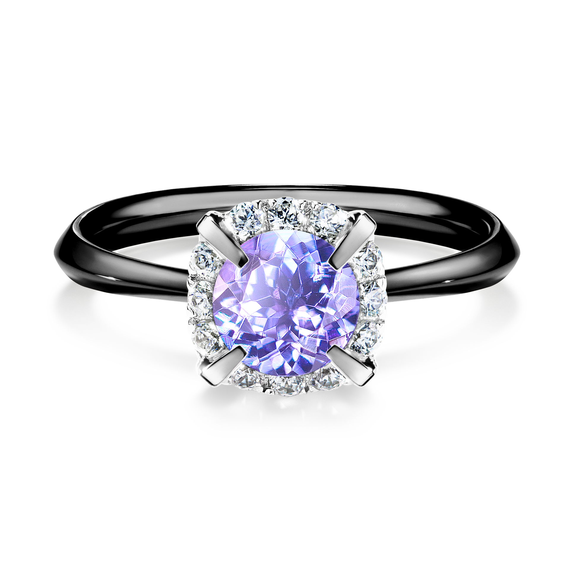 Pierścionek zaręczynowy My Beauty z czarnego złota z tanzanitem 0,98CT