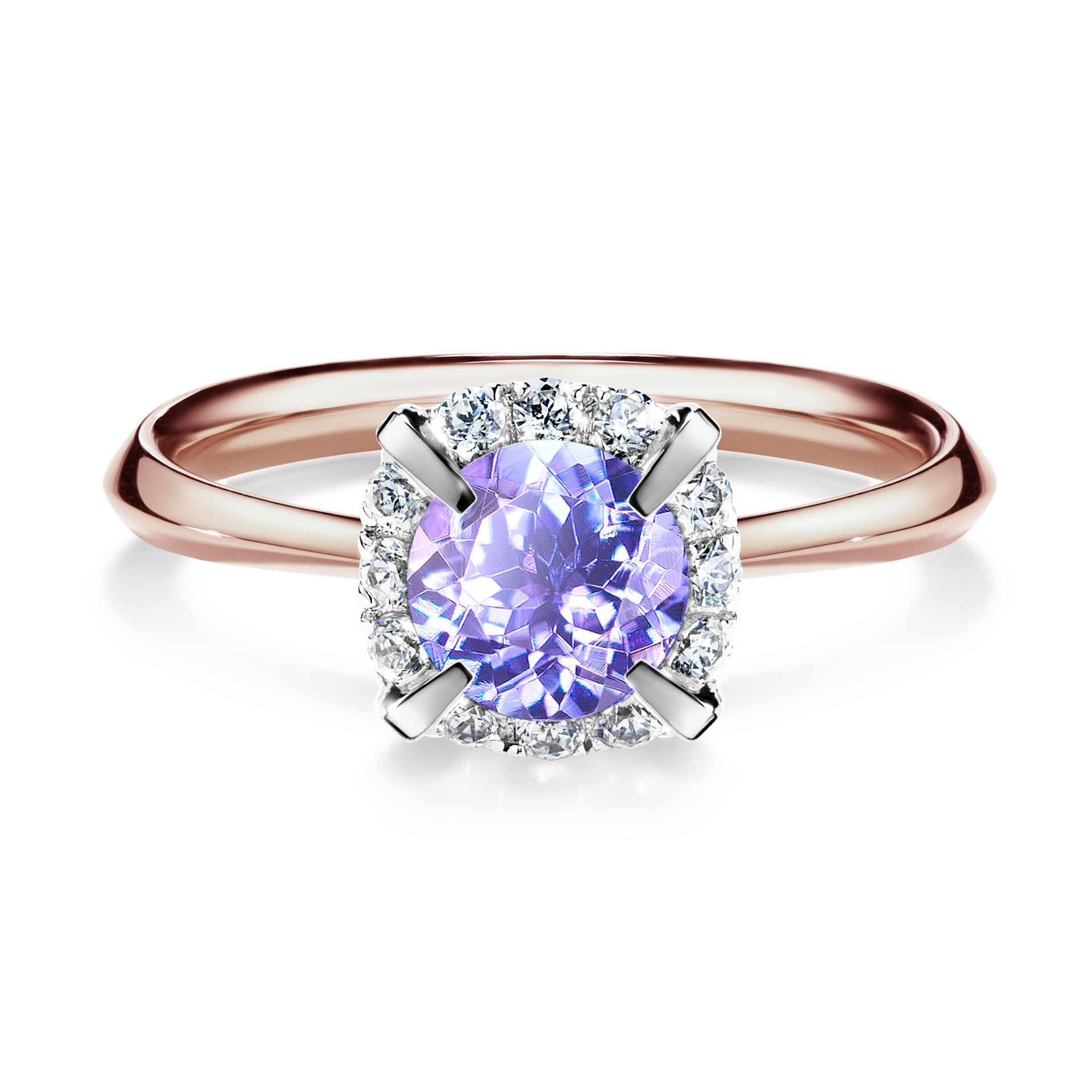 Pierścionek zaręczynowy My Beauty z różowego złota z tanzanitem 0,98CT