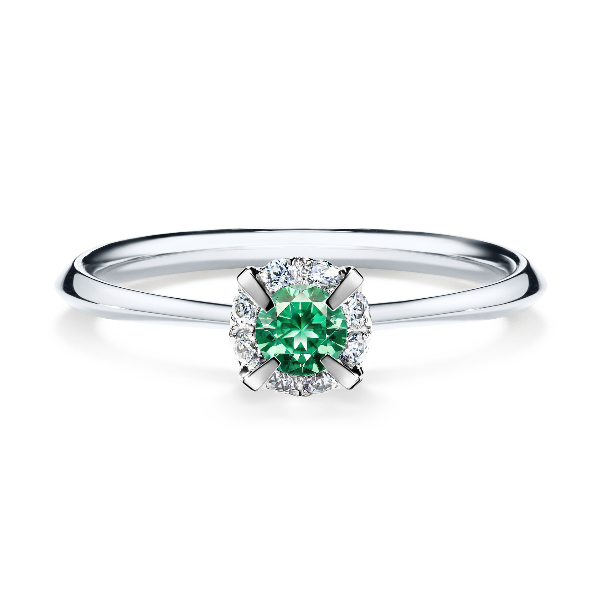 Pierścionek zaręczynowy My Beauty z białego złota ze szmaragdem 0,14CT