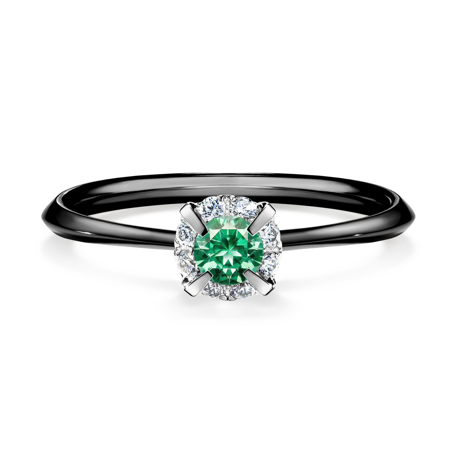 Pierścionek zaręczynowy My Beauty z czarnego złota ze szmaragdem 0,14CT