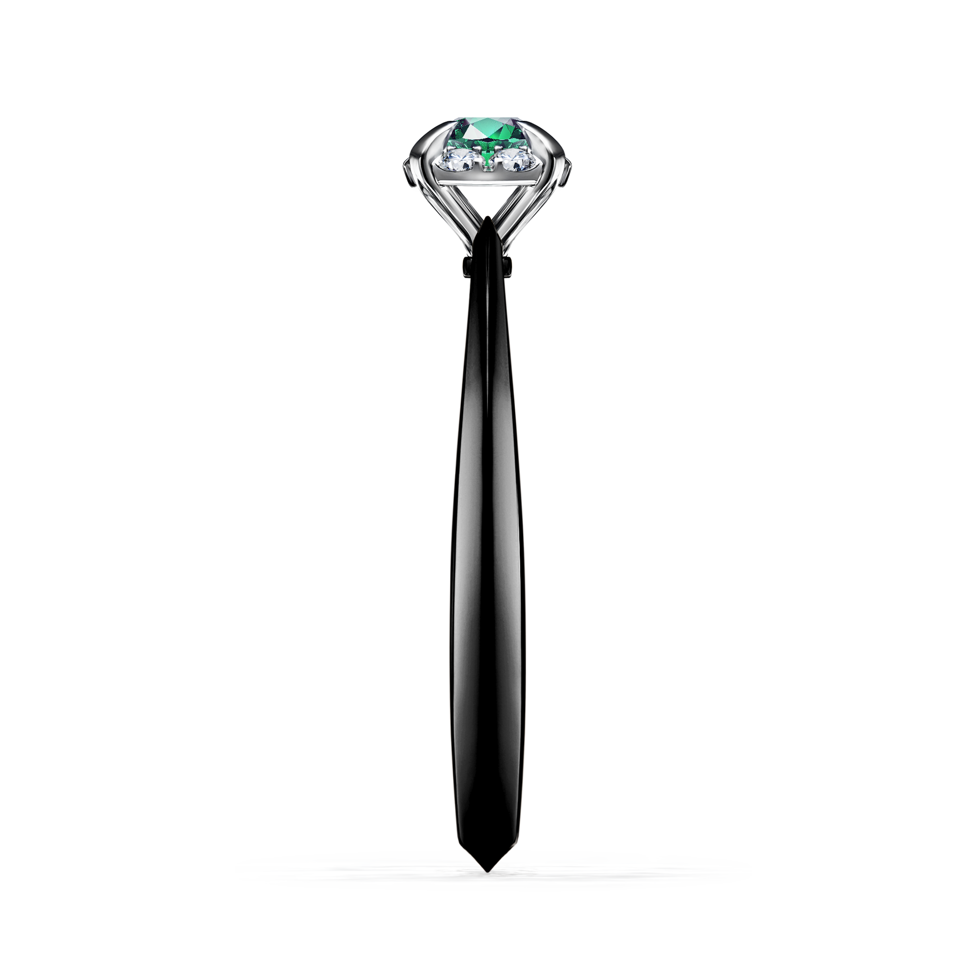 Pierścionek zaręczynowy My Beauty z czarnego złota ze szmaragdem 0,14CT