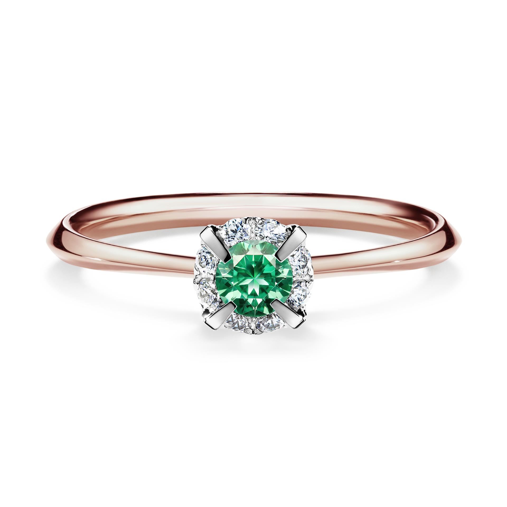 Pierścionek zaręczynowy My Beauty z różowego złota ze szmaragdem 0,14CT