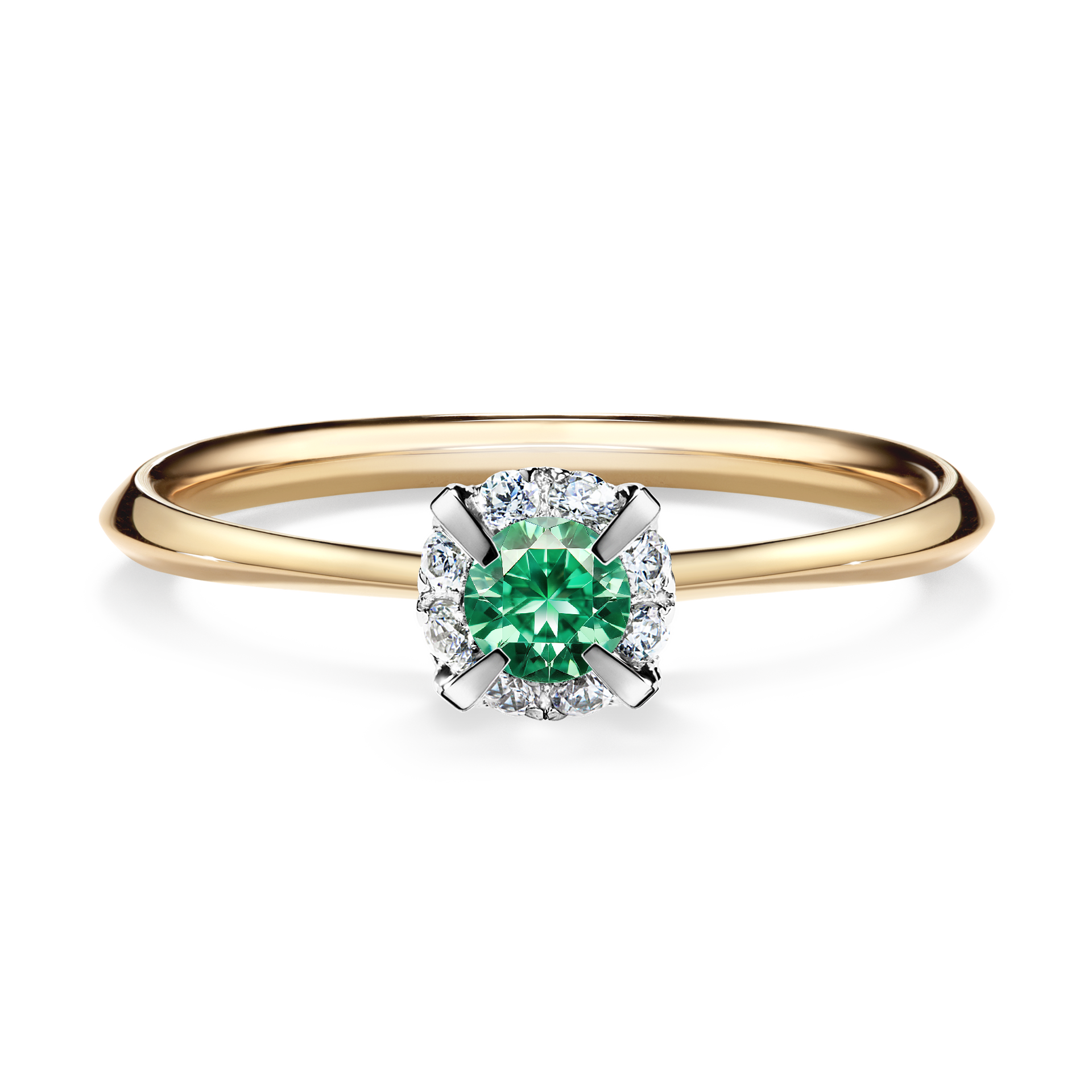 Pierścionek zaręczynowy My Beauty z żółtego złota ze szmaragdem 0,14CT