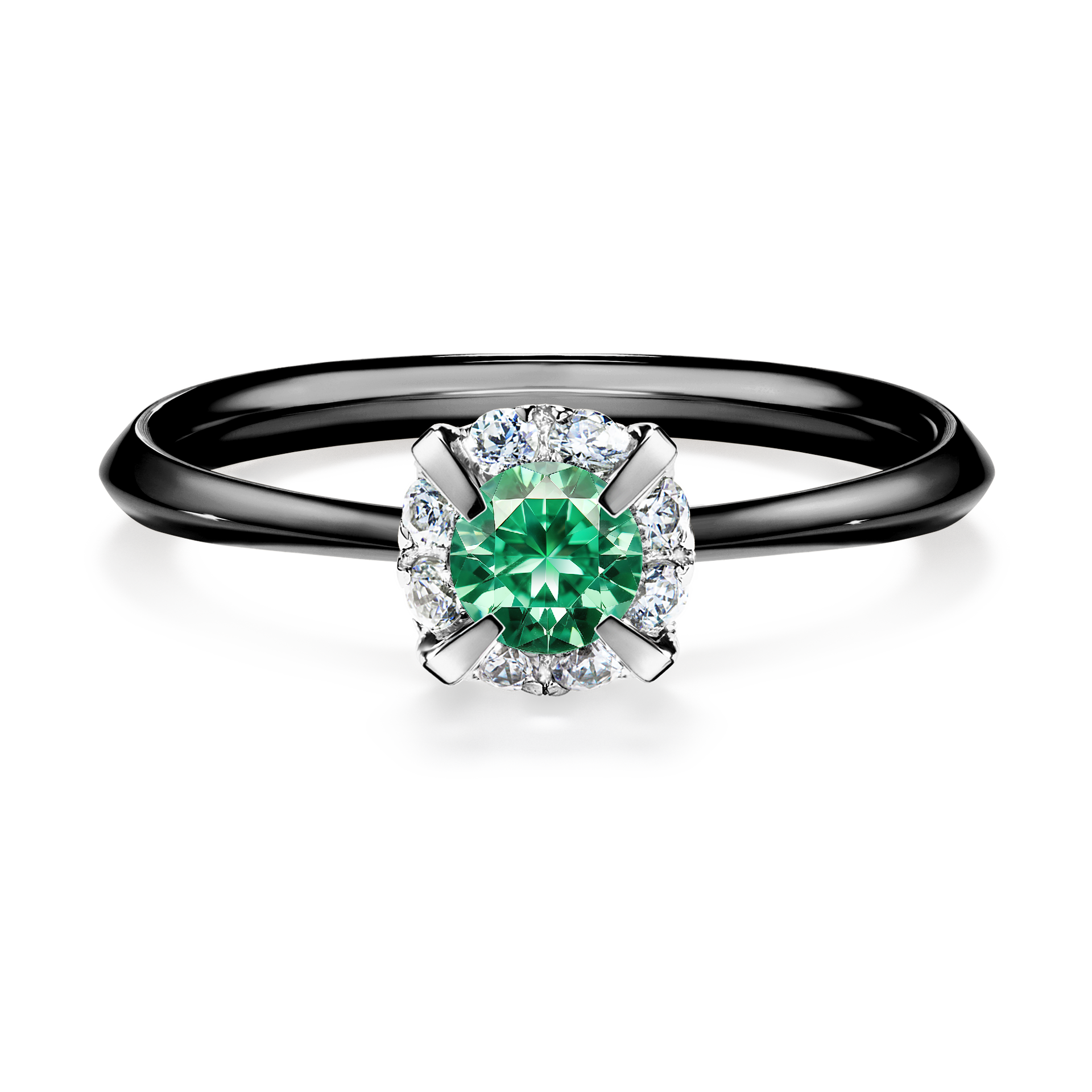 Pierścionek zaręczynowy My Beauty z czarnego złota ze szmaragdem 0,33CT