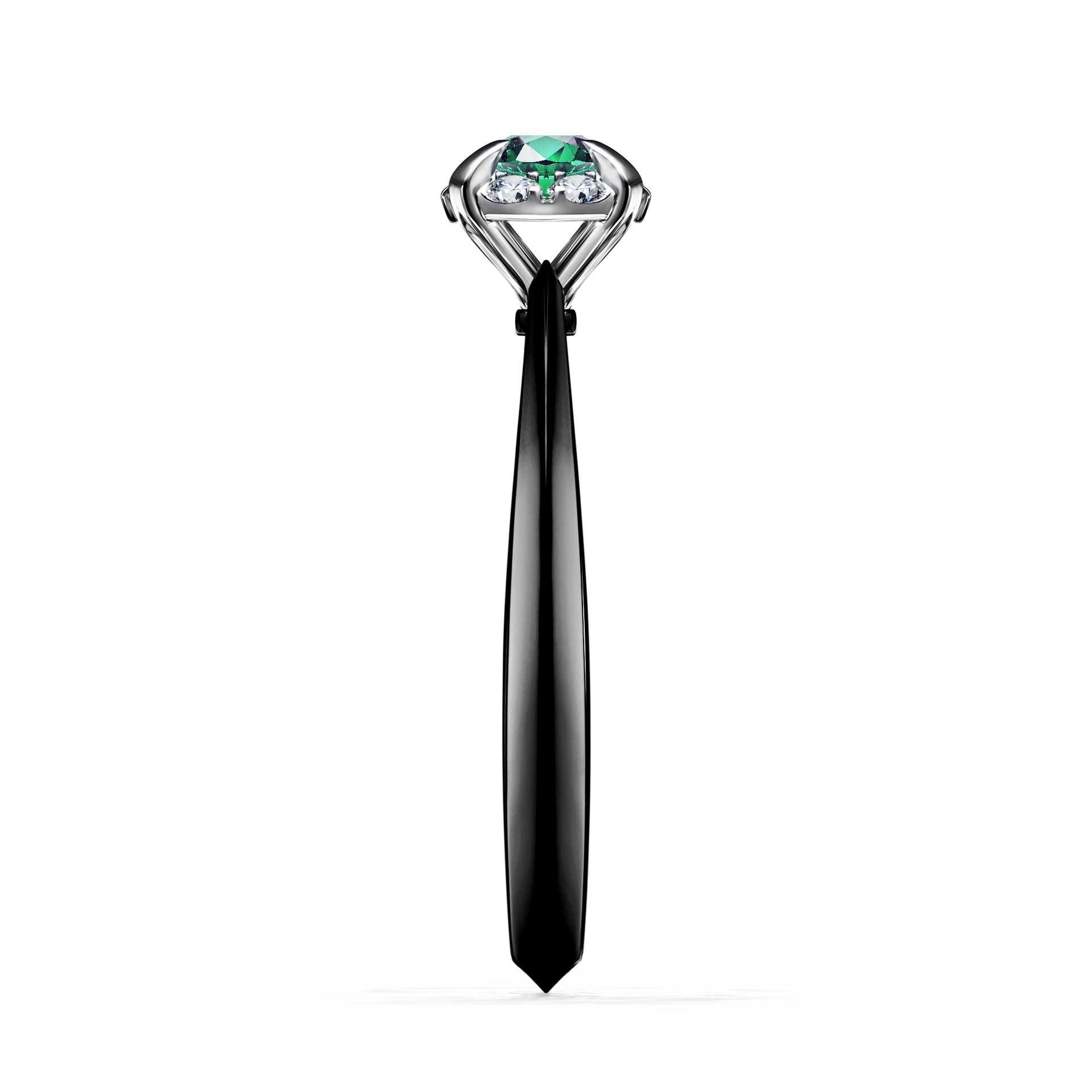 Pierścionek zaręczynowy My Beauty z czarnego złota ze szmaragdem 0,33CT