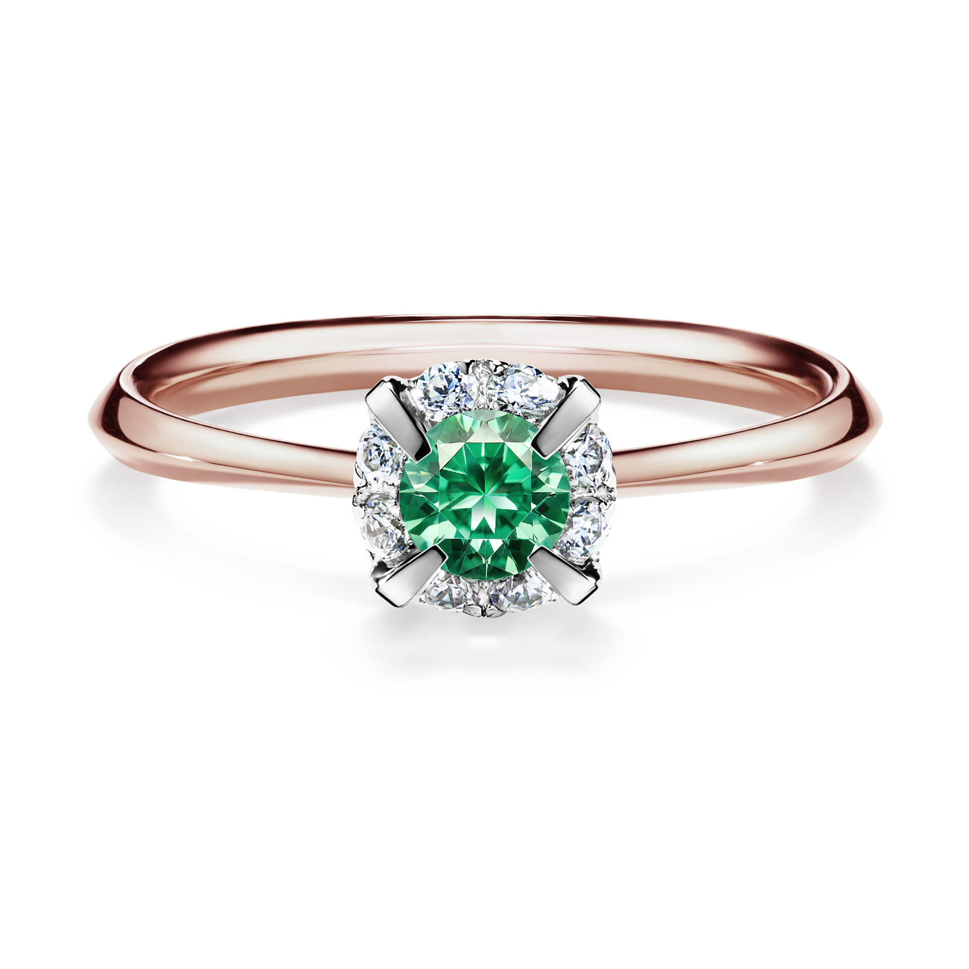 Pierścionek zaręczynowy My Beauty z różowego złota ze szmaragdem 0,33CT