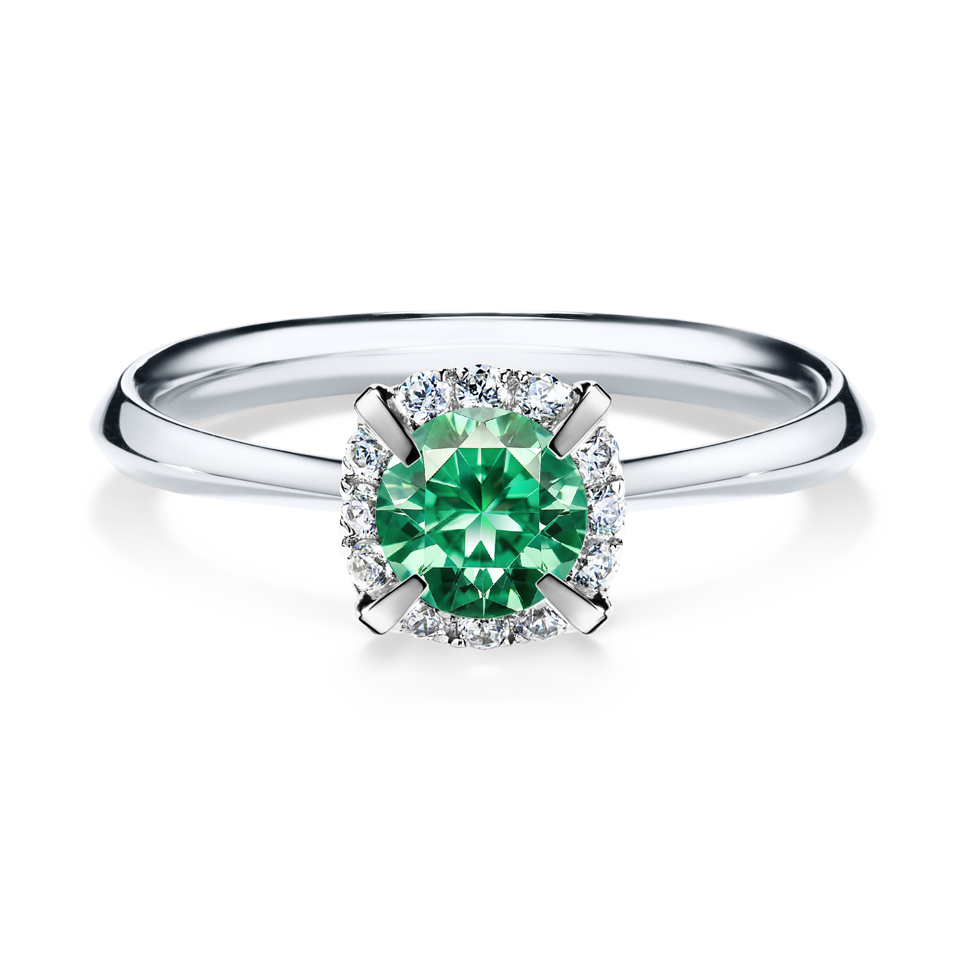 Pierścionek zaręczynowy My Beauty z białego złota ze szmaragdem 0,62CT