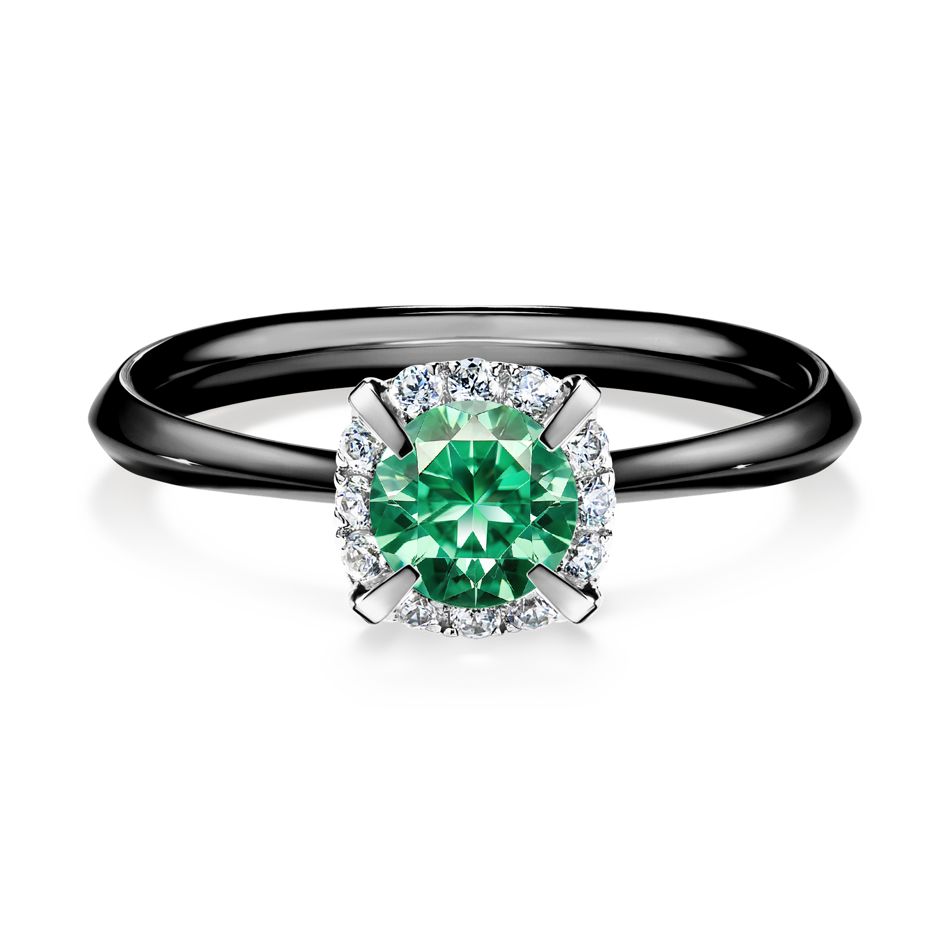 Pierścionek zaręczynowy My Beauty z czarnego złota ze szmaragdem 0,62CT