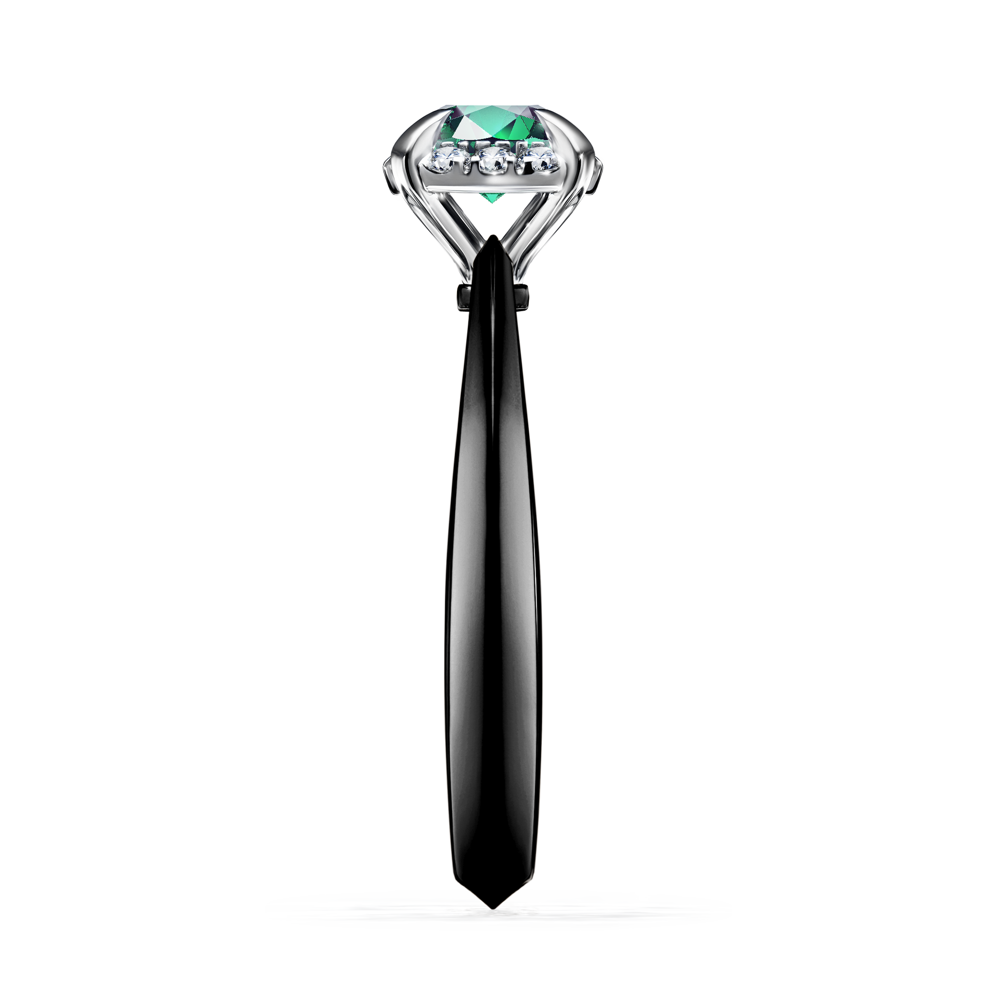 Pierścionek zaręczynowy My Beauty z czarnego złota ze szmaragdem 0,62CT