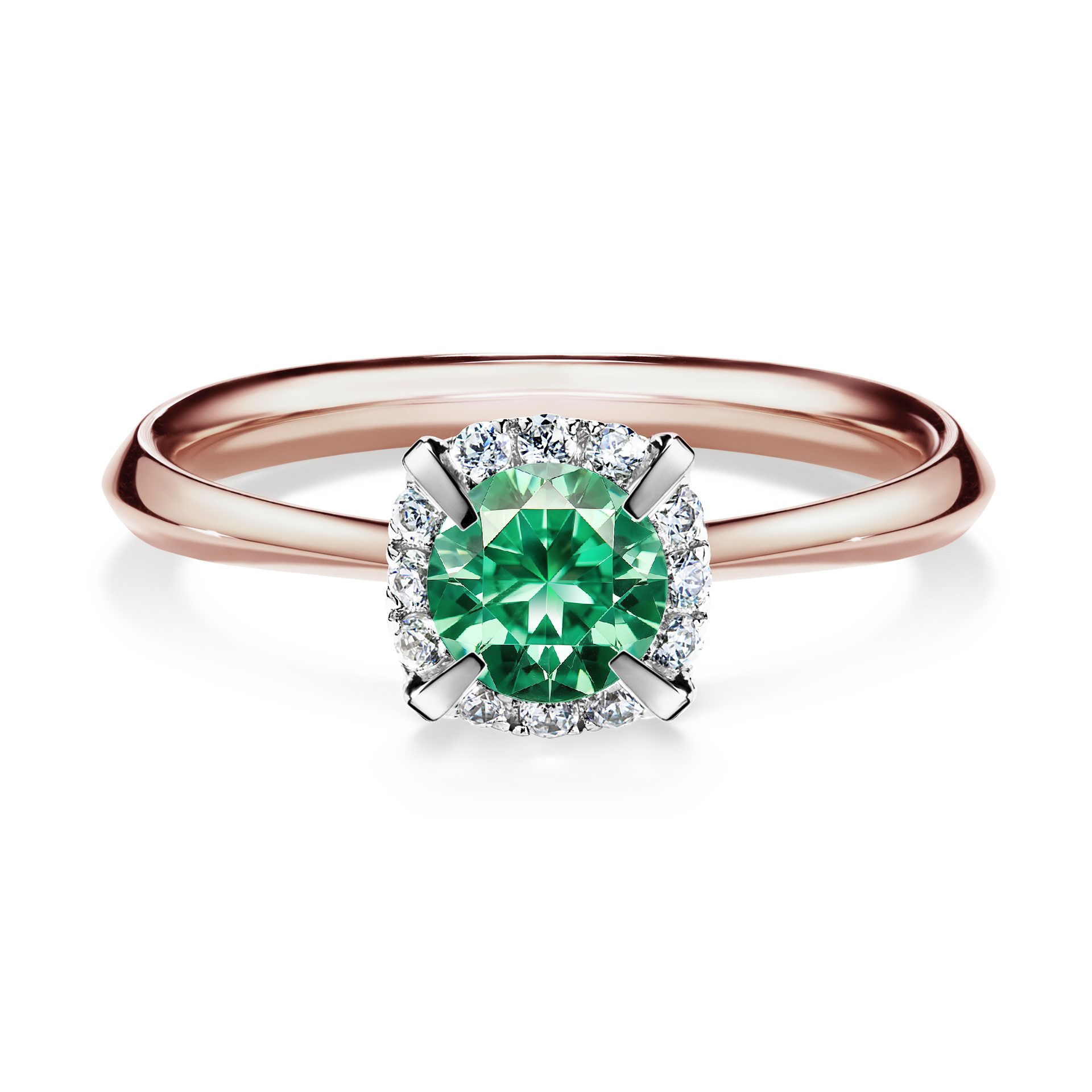 Pierścionek zaręczynowy My Beauty z różowego złota ze szmaragdem 0,62CT