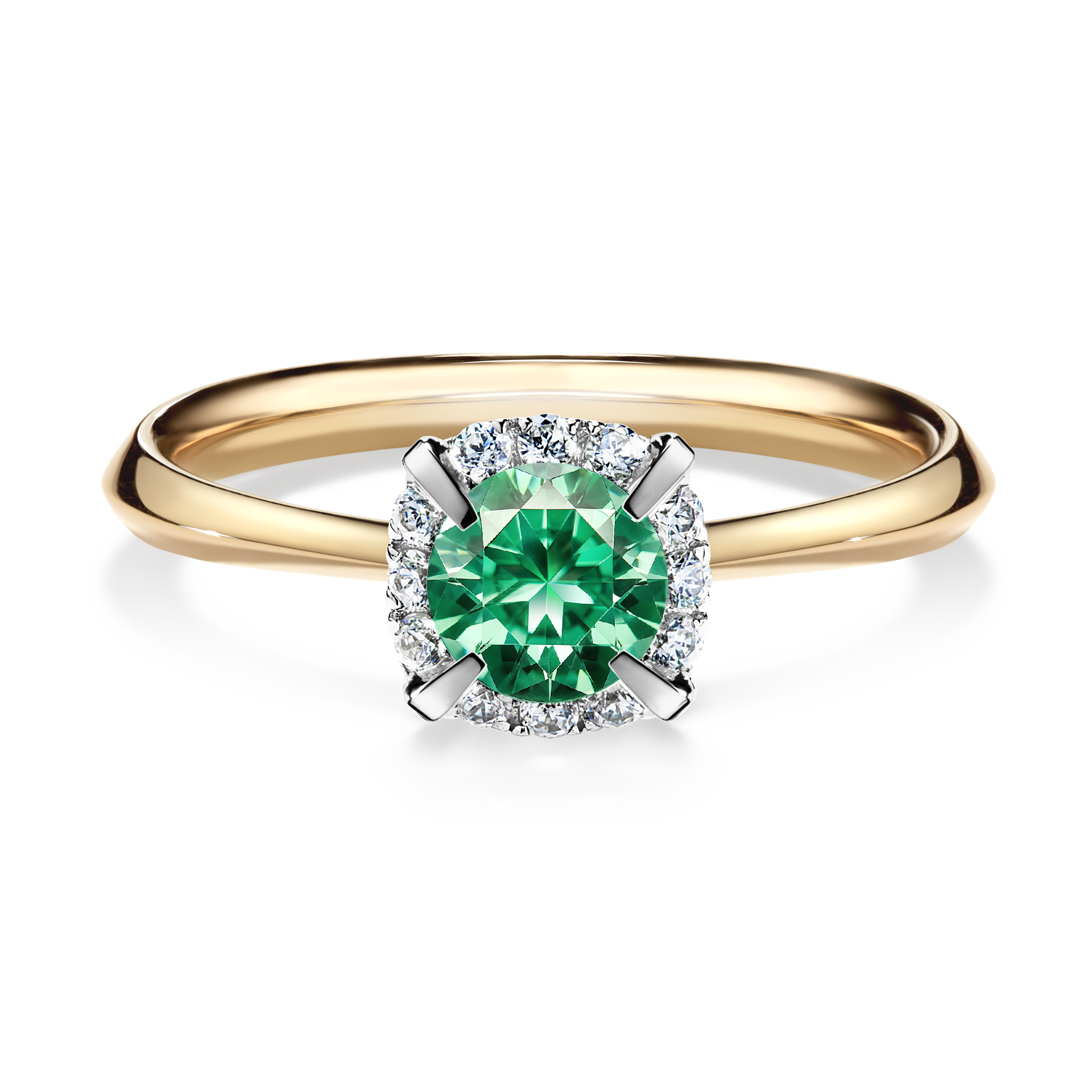 Pierścionek zaręczynowy My Beauty z żółtego złota ze szmaragdem 0,62CT