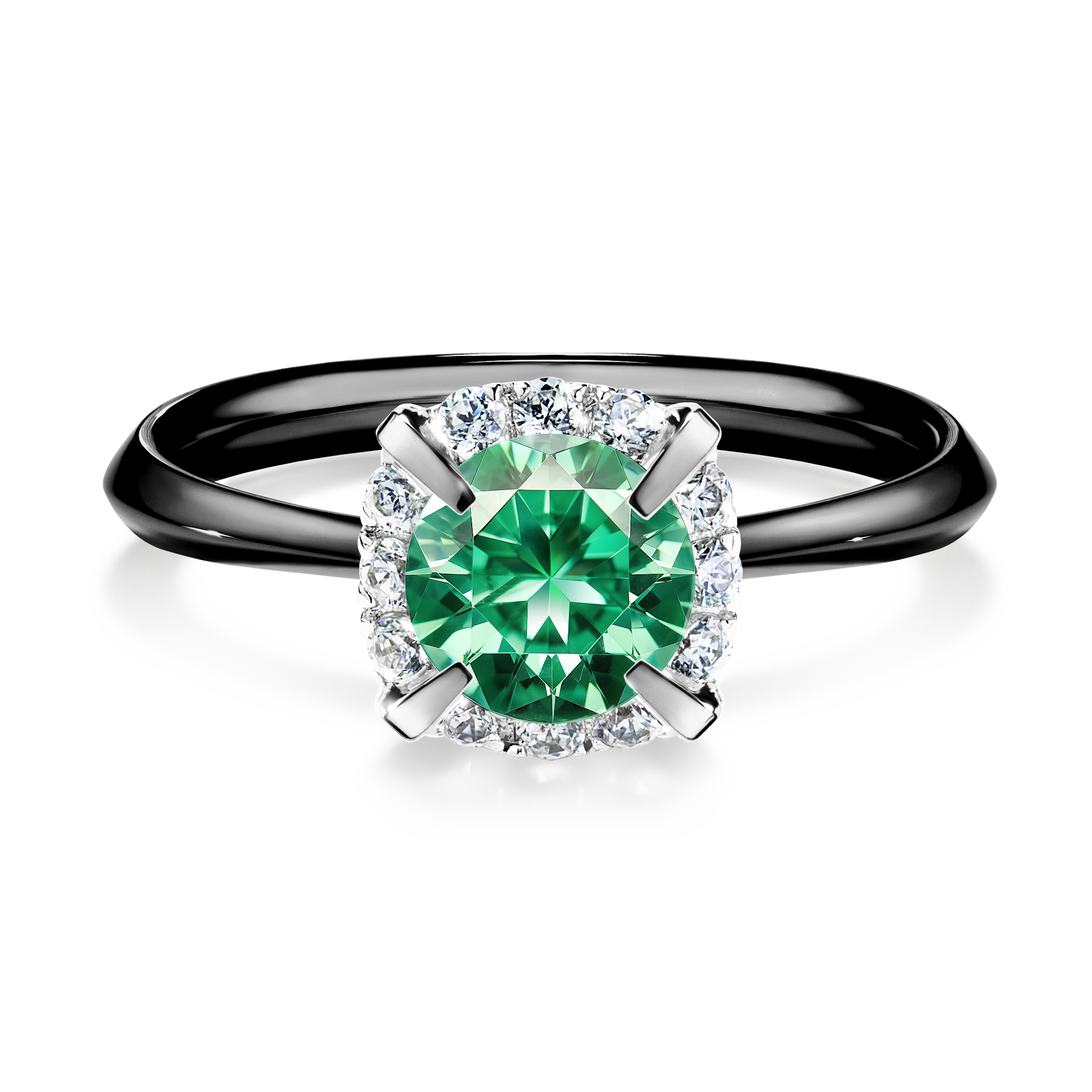 Pierścionek zaręczynowy My Beauty z czarnego złota ze szmaragdem 0,98CT